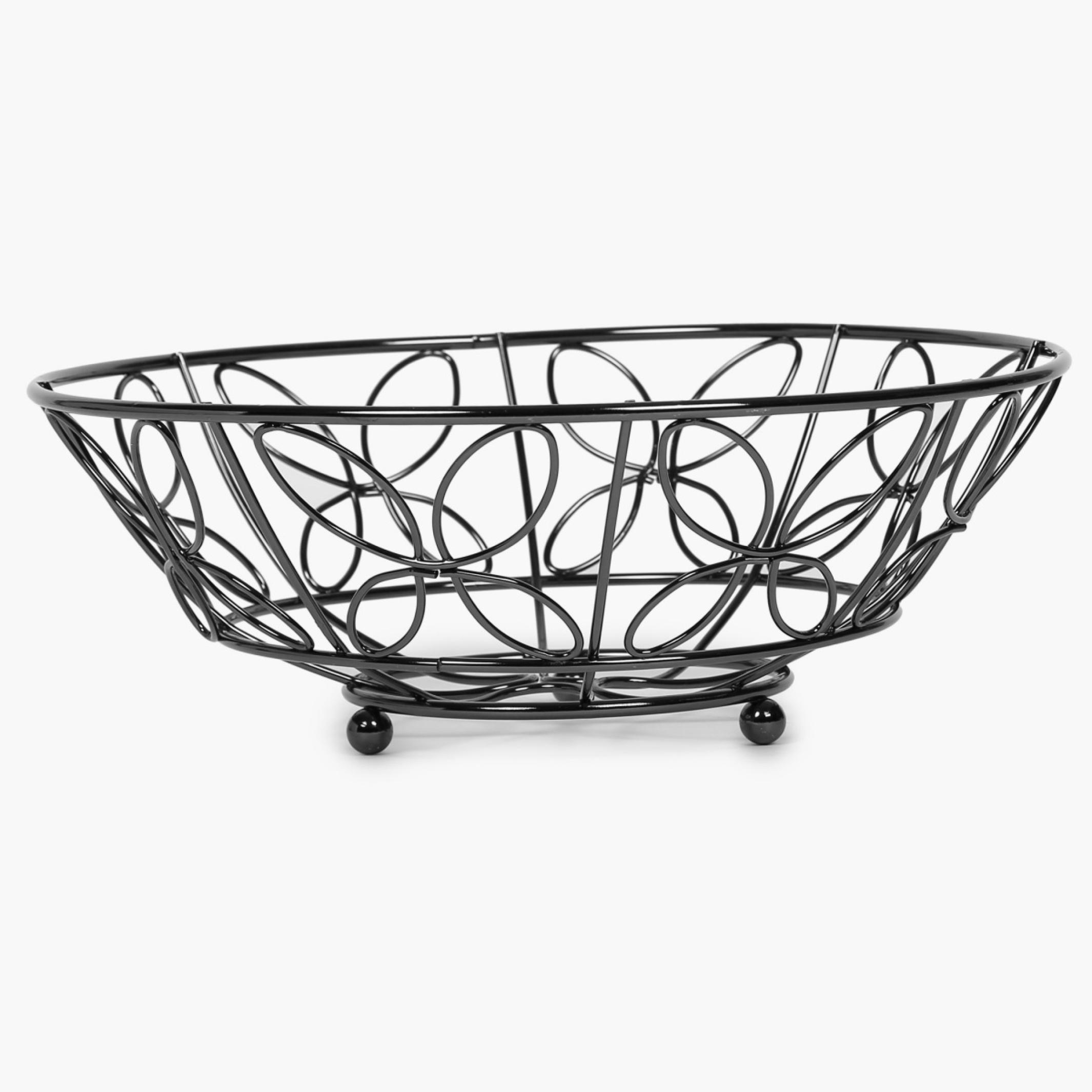 Gravel Nickel Stainless Steel Fruit Basket in Black