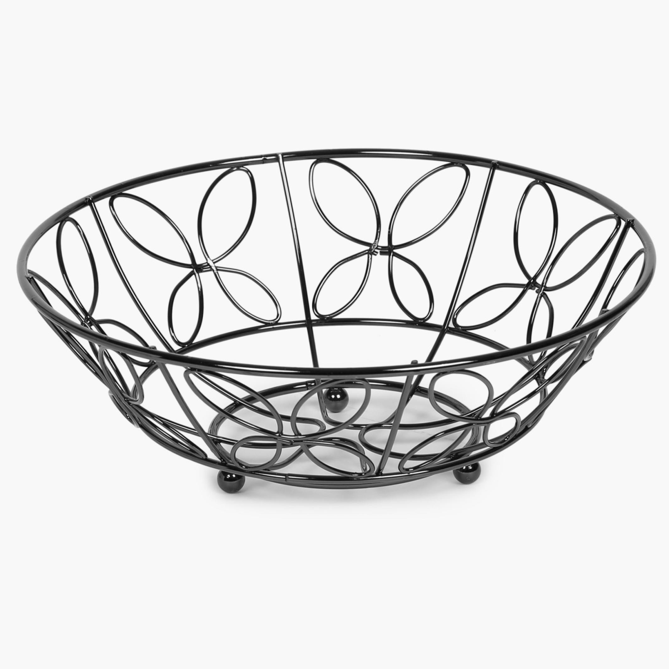 Gravel Nickel Stainless Steel Fruit Basket in Black
