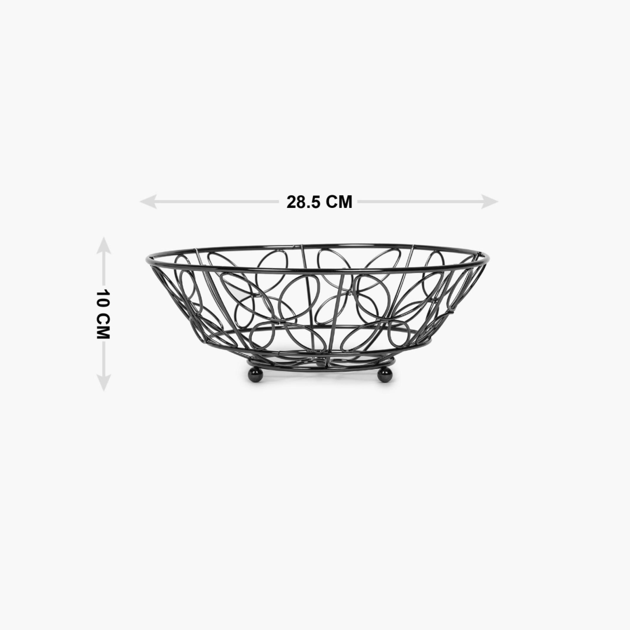 Gravel Nickel Stainless Steel Fruit Basket in Black