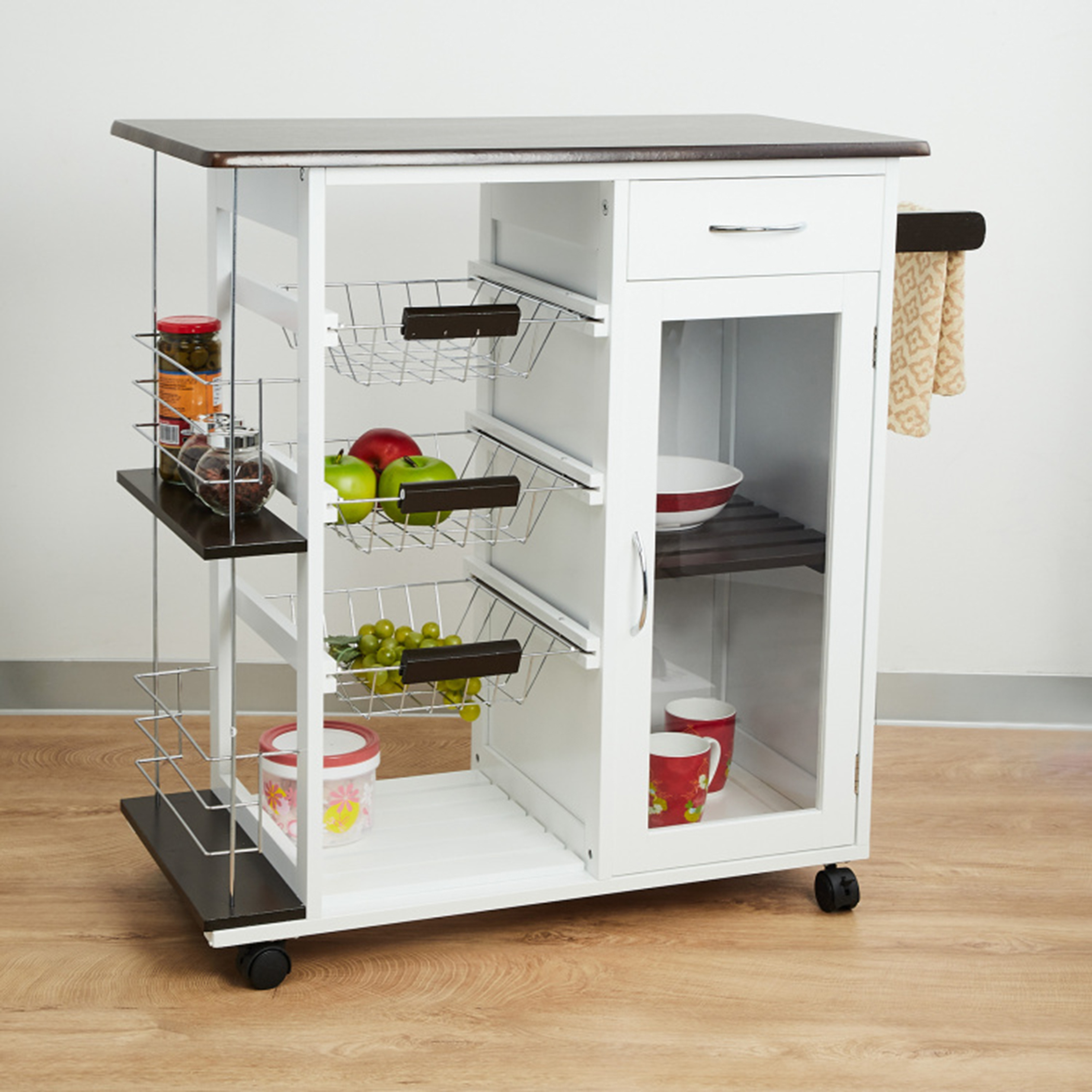 Tranzit 3-Tier Kitchen Trolley in White