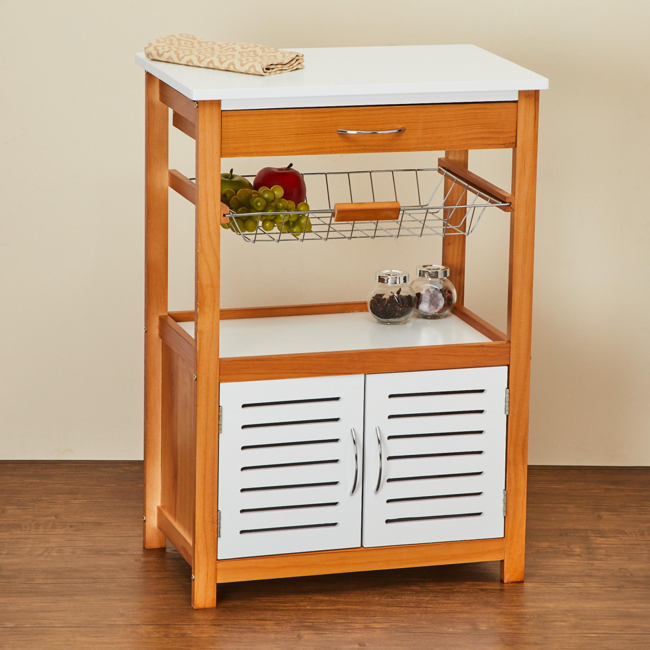 Tranzit Wooden Storage Kitchen Trolley in Brown