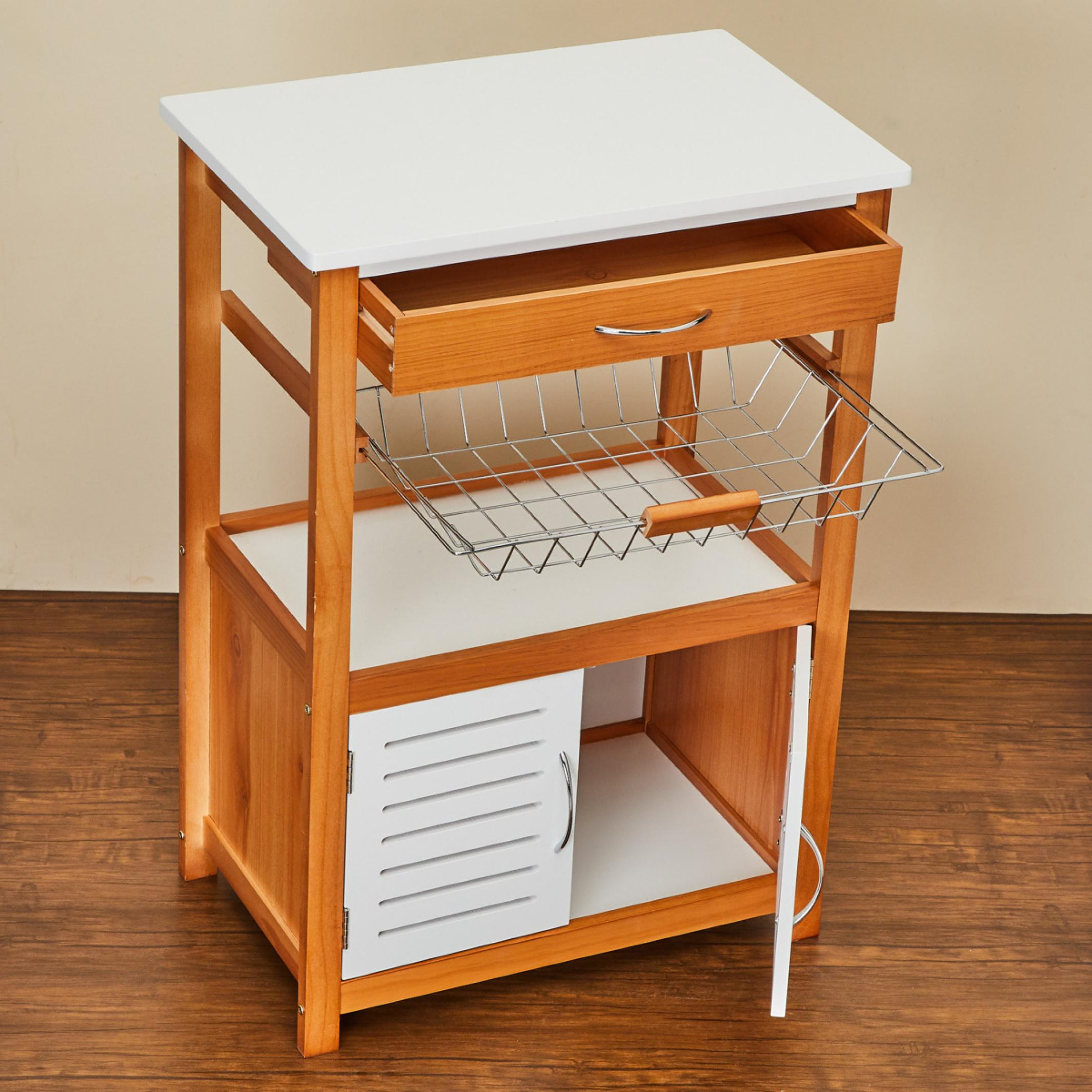 Tranzit Wooden Storage Kitchen Trolley in Brown