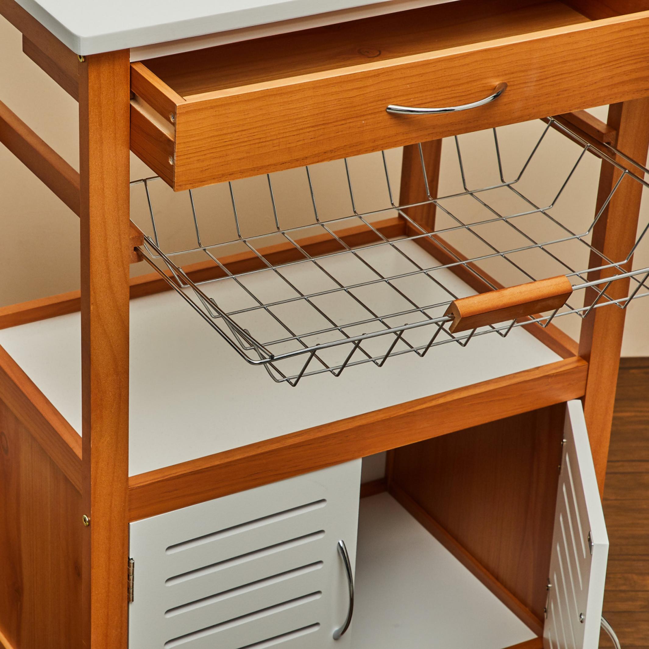 Tranzit Wooden Storage Kitchen Trolley in Brown