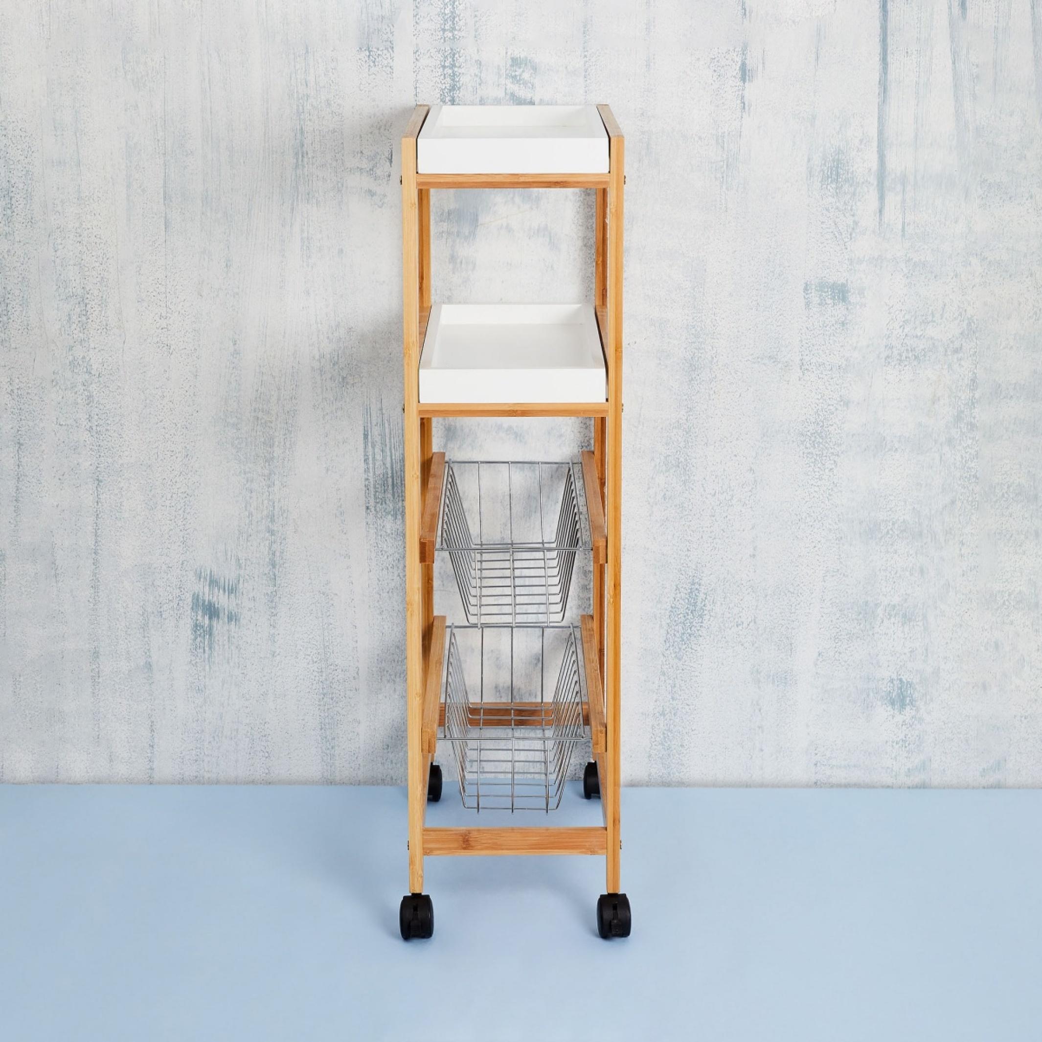 Tranzit Wooden 4-Tier Kitchen Trolley in Brown