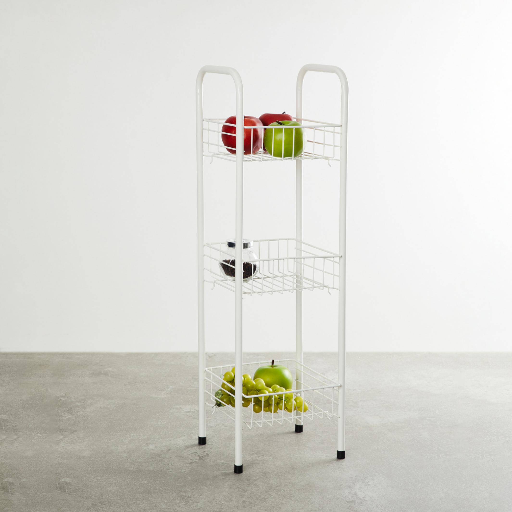 Trenton Solid  Three Tier Kitchen Basket - Metal - Kitchen Basket 23 cm x 20 cm x 76 cm -Beige in Beige