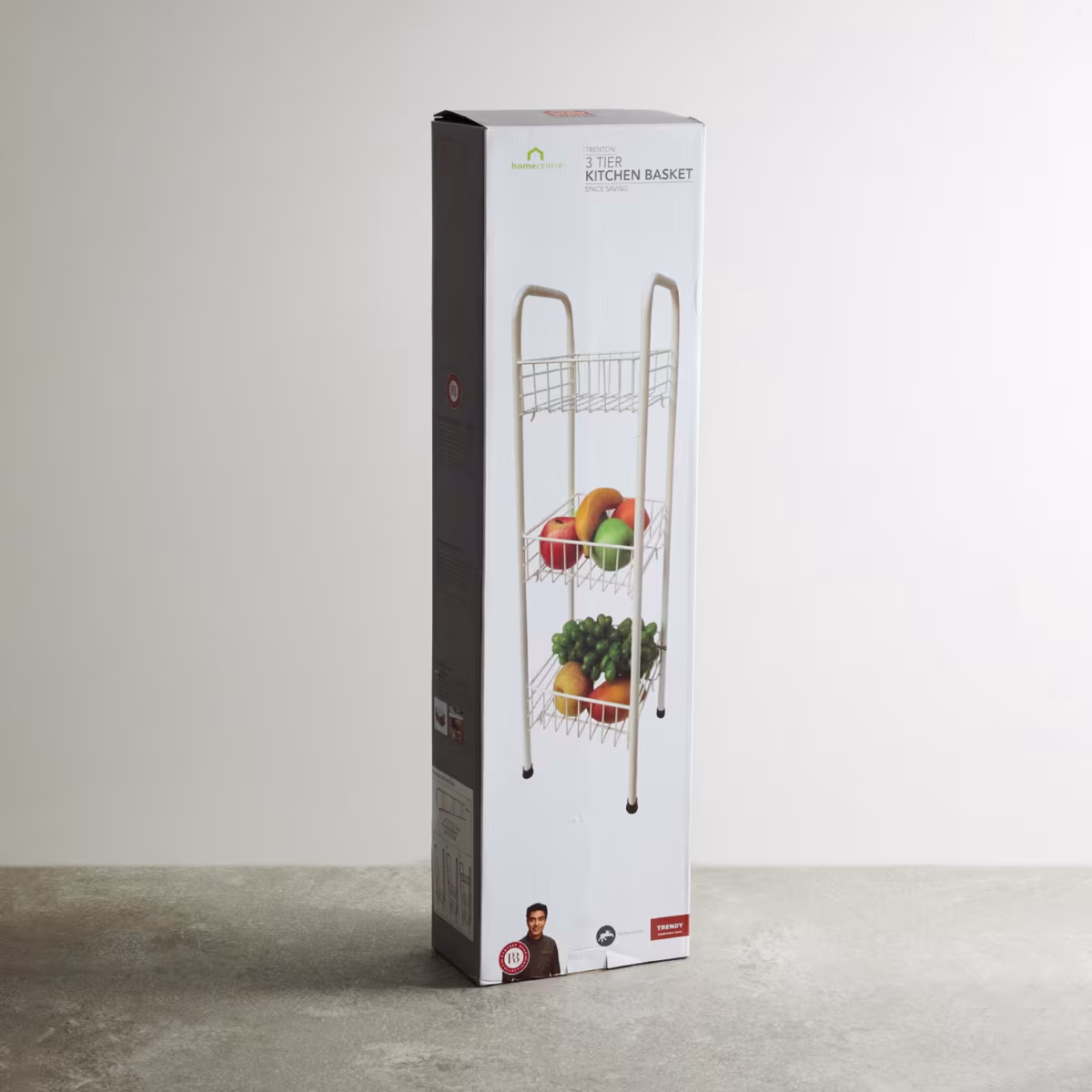 Trenton Solid  Three Tier Kitchen Basket - Metal - Kitchen Basket 23 cm x 20 cm x 76 cm -Beige in Beige