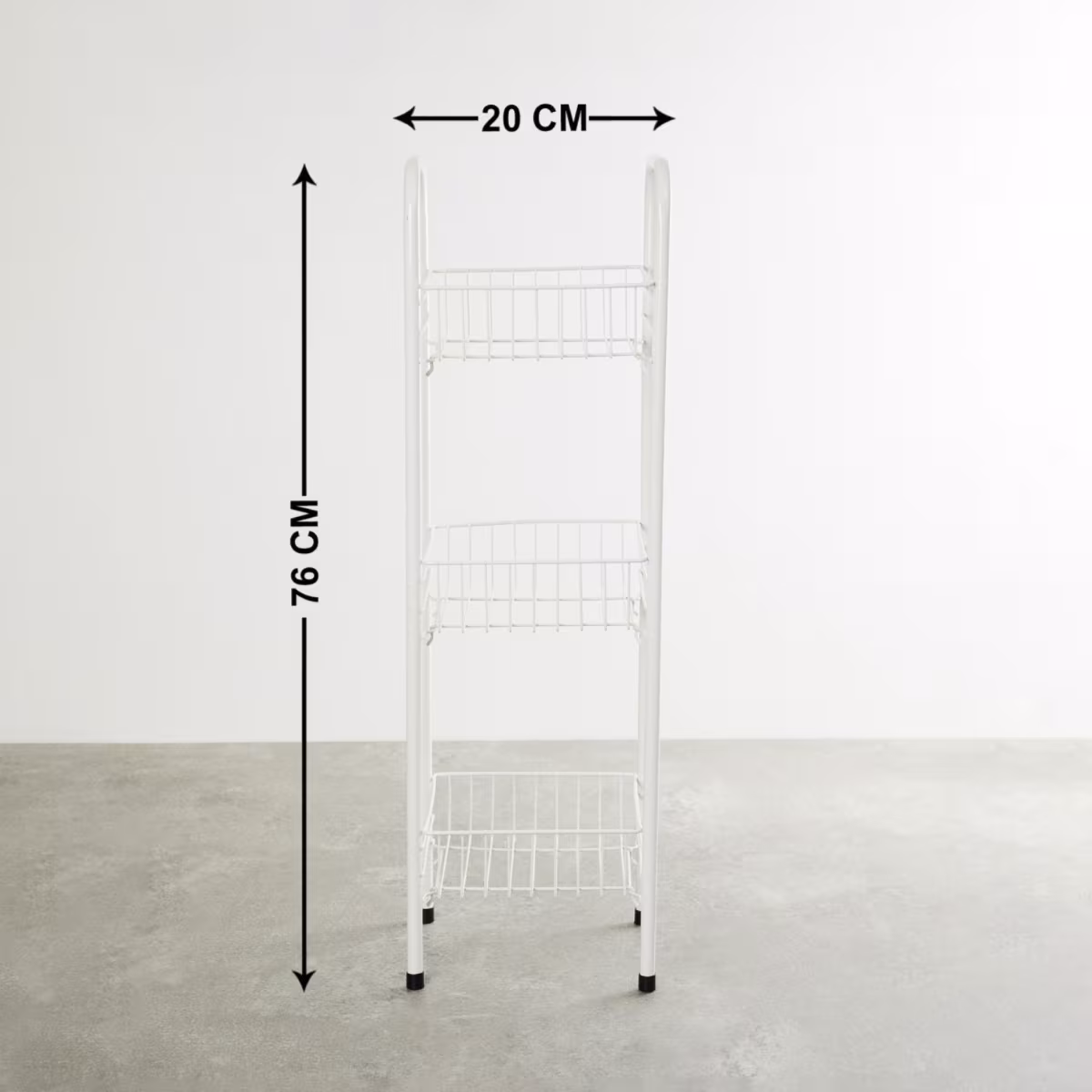 Trenton Solid  Three Tier Kitchen Basket - Metal - Kitchen Basket 23 cm x 20 cm x 76 cm -Beige in Beige