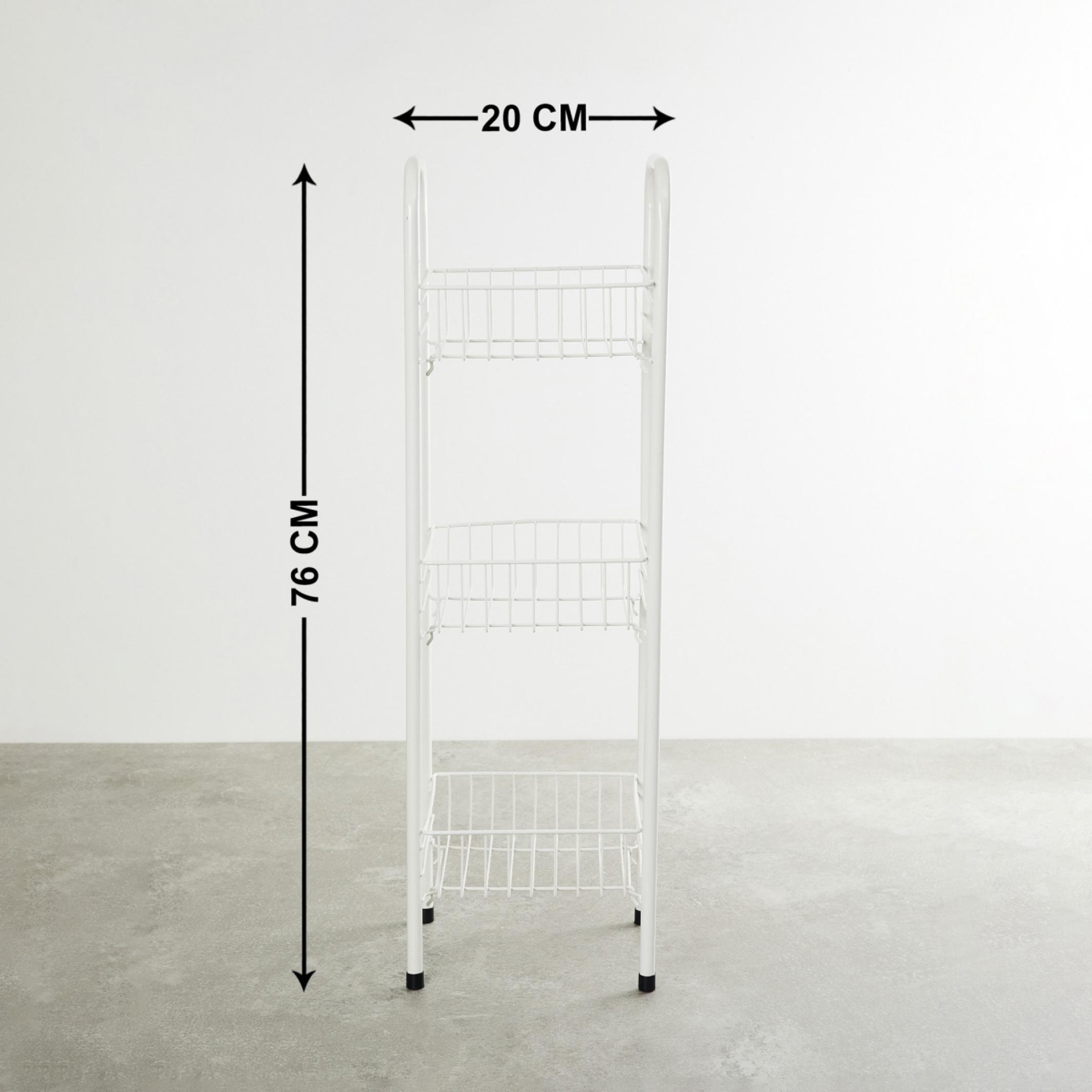 Trenton Solid  Three Tier Kitchen Basket - Metal - Kitchen Basket 23 cm x 20 cm x 76 cm -Beige in Beige