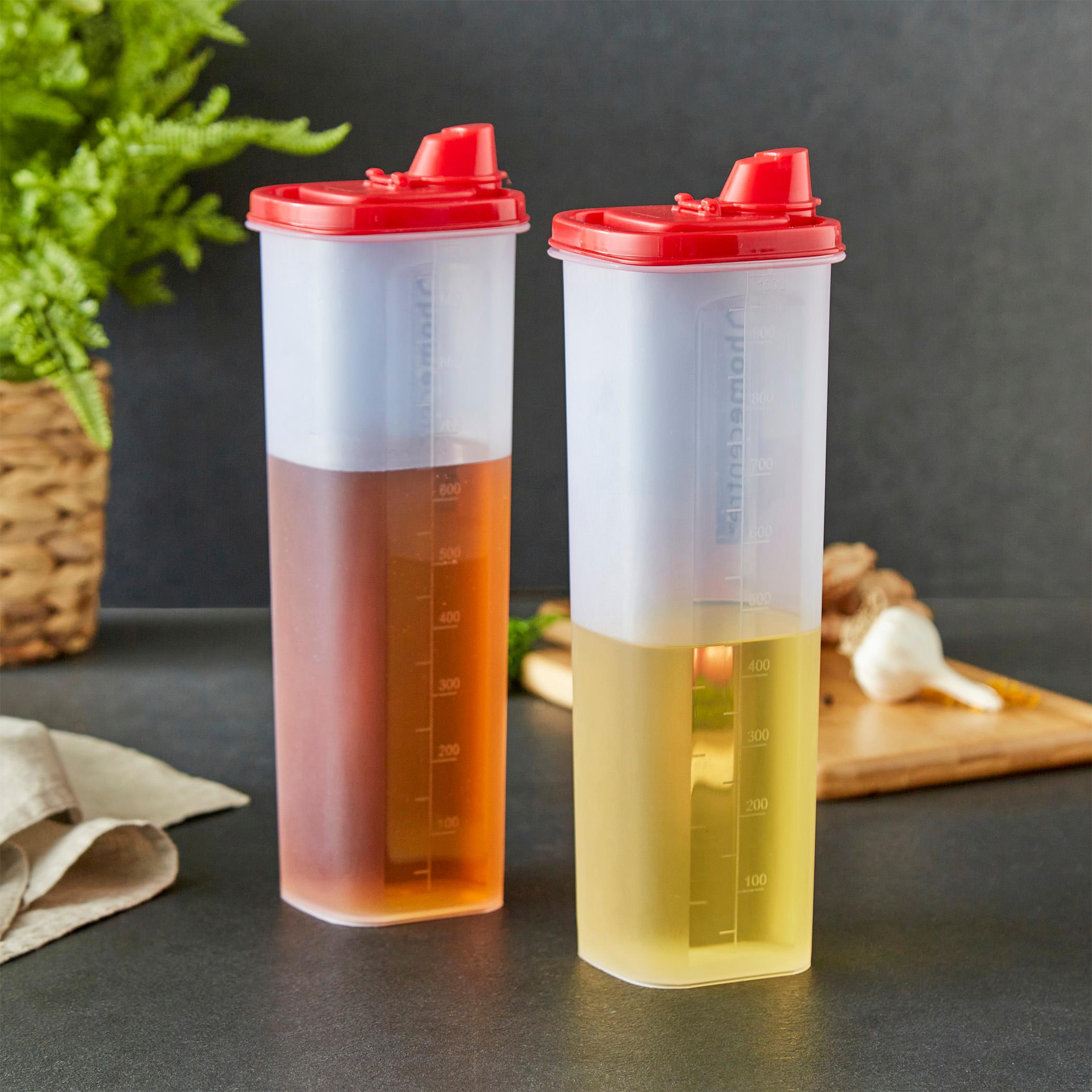 Corsica Ooze Set of 2 Polypropylene Oil Containers - 1L in Transparent