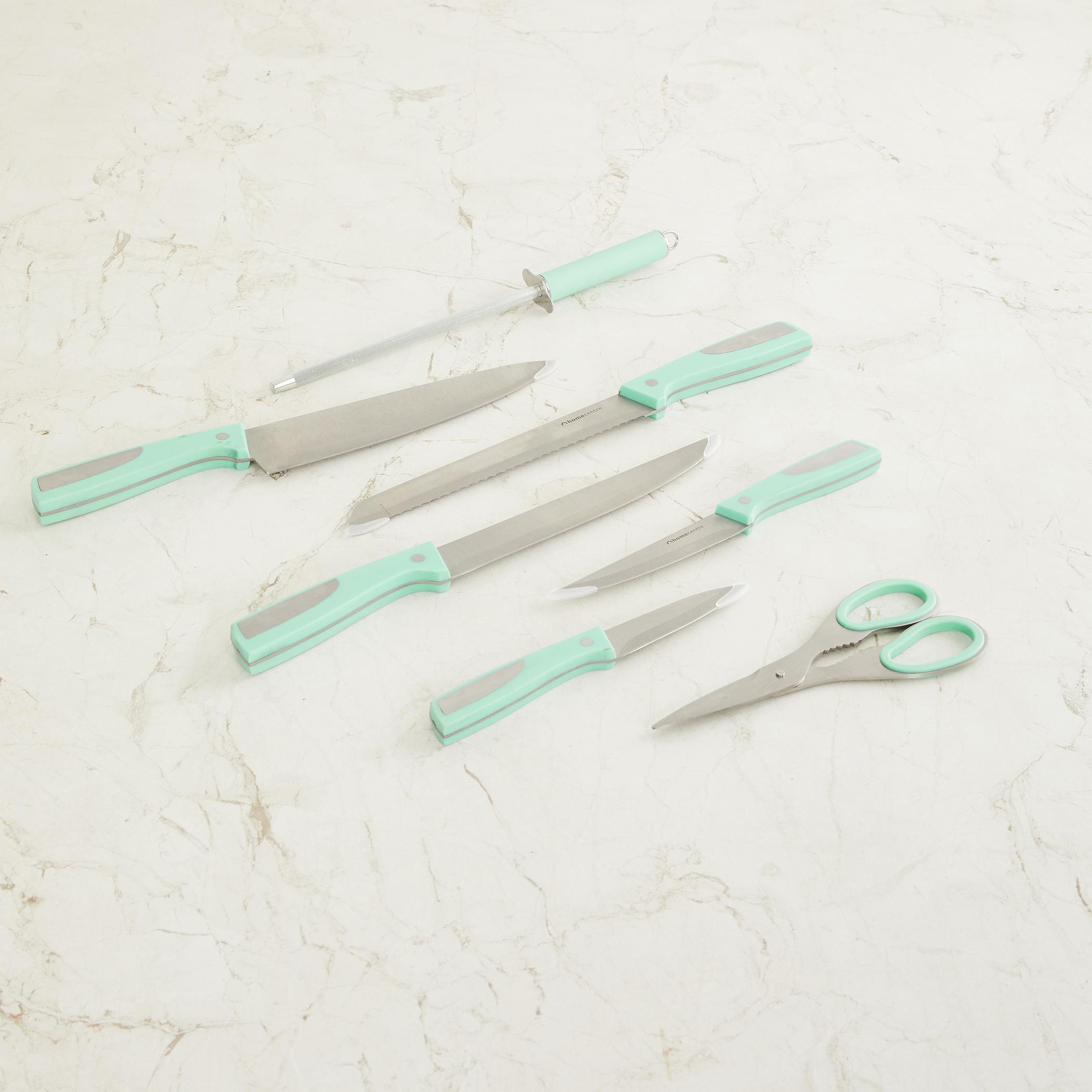 Chef Special 8Pcs Stainless Steel Rotating Knives Set in Teal