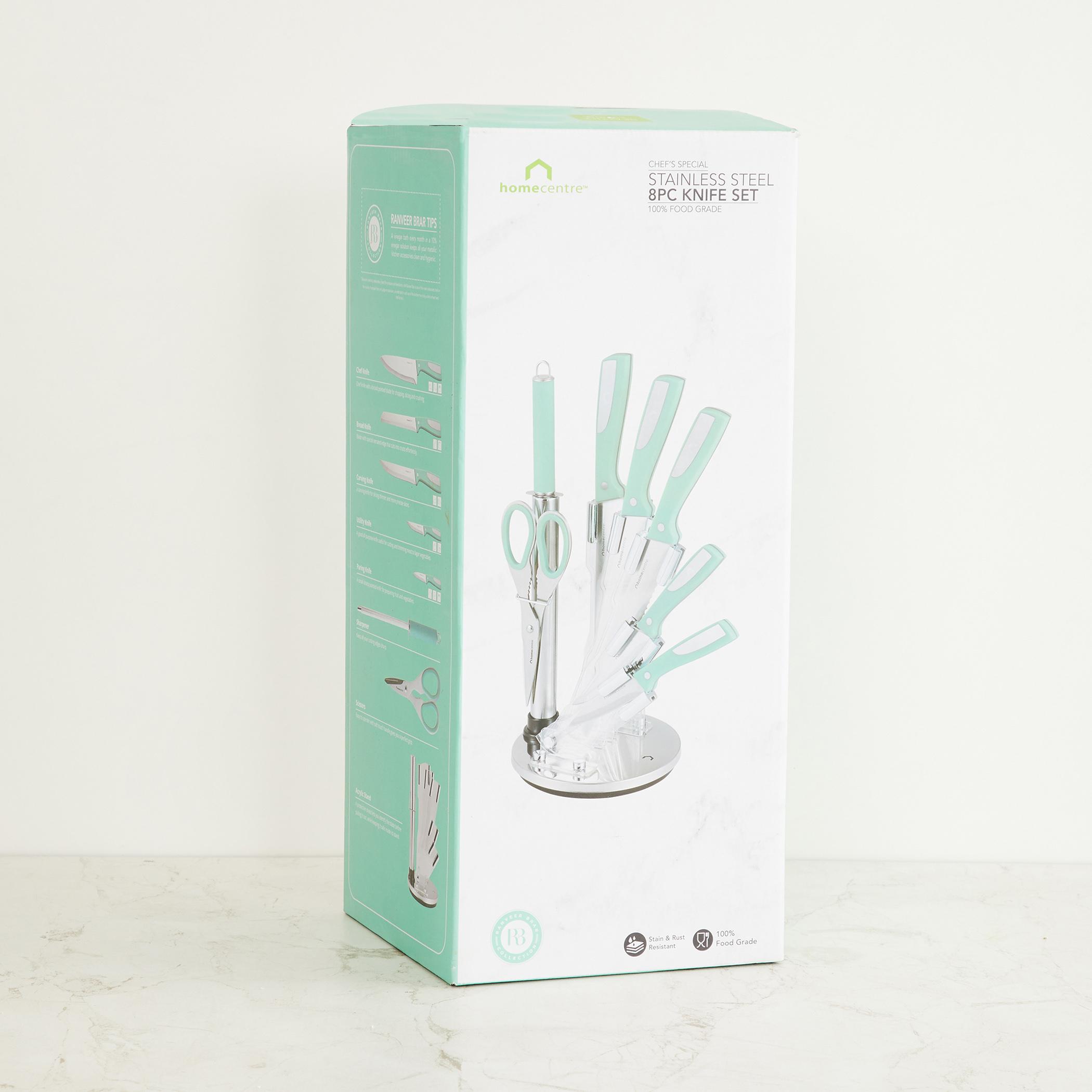 Chef Special 8Pcs Stainless Steel Rotating Knives Set in Teal