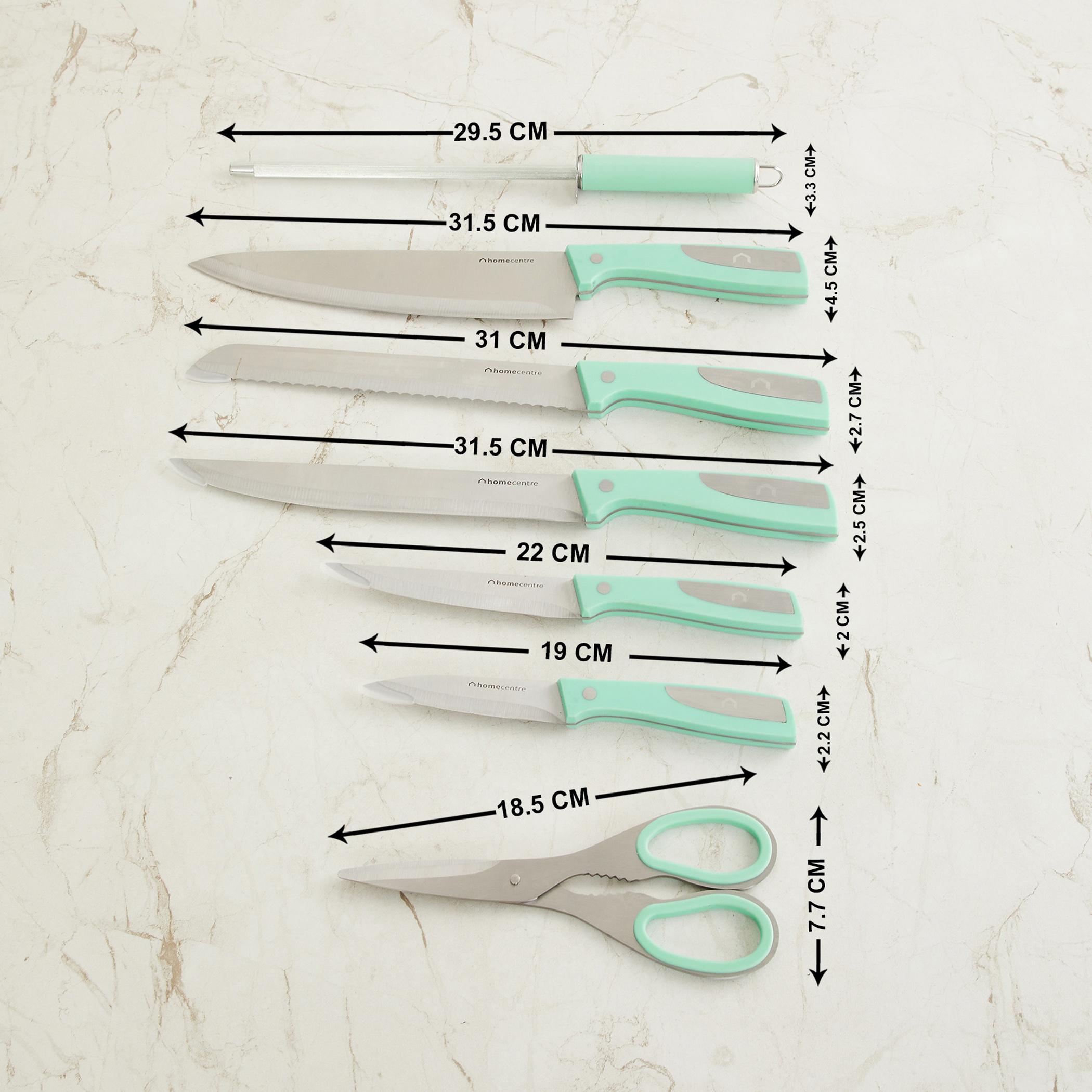 Chef Special 8Pcs Stainless Steel Rotating Knives Set in Teal