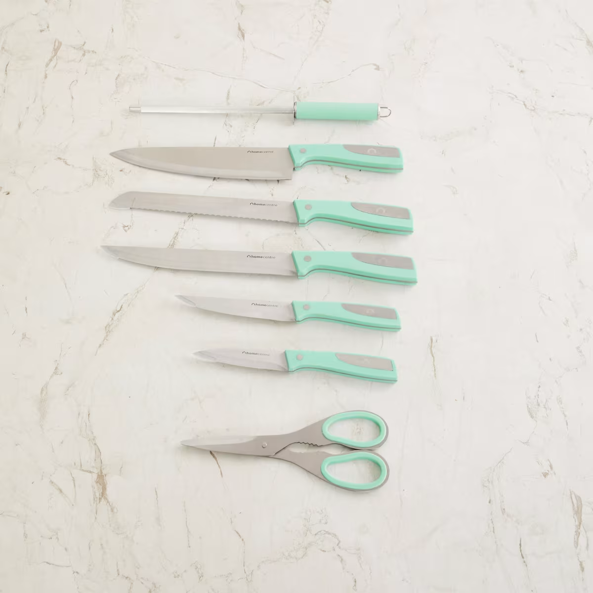 Chef Special 8Pcs Stainless Steel Rotating Knives Set in Teal