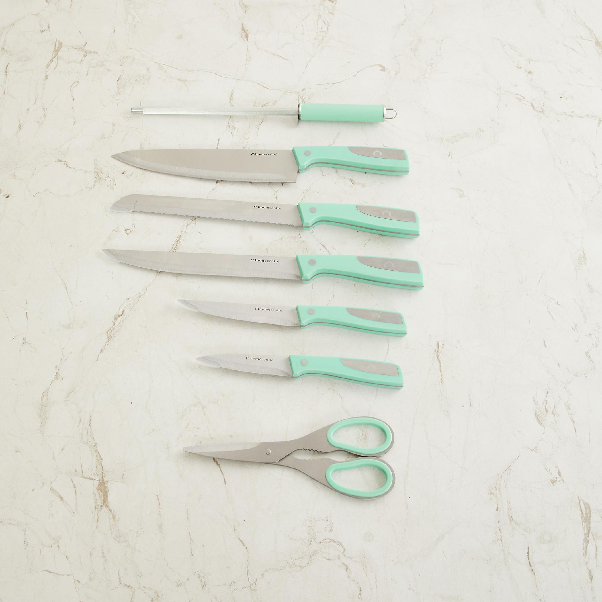 Chef Special 8Pcs Stainless Steel Rotating Knives Set in Teal