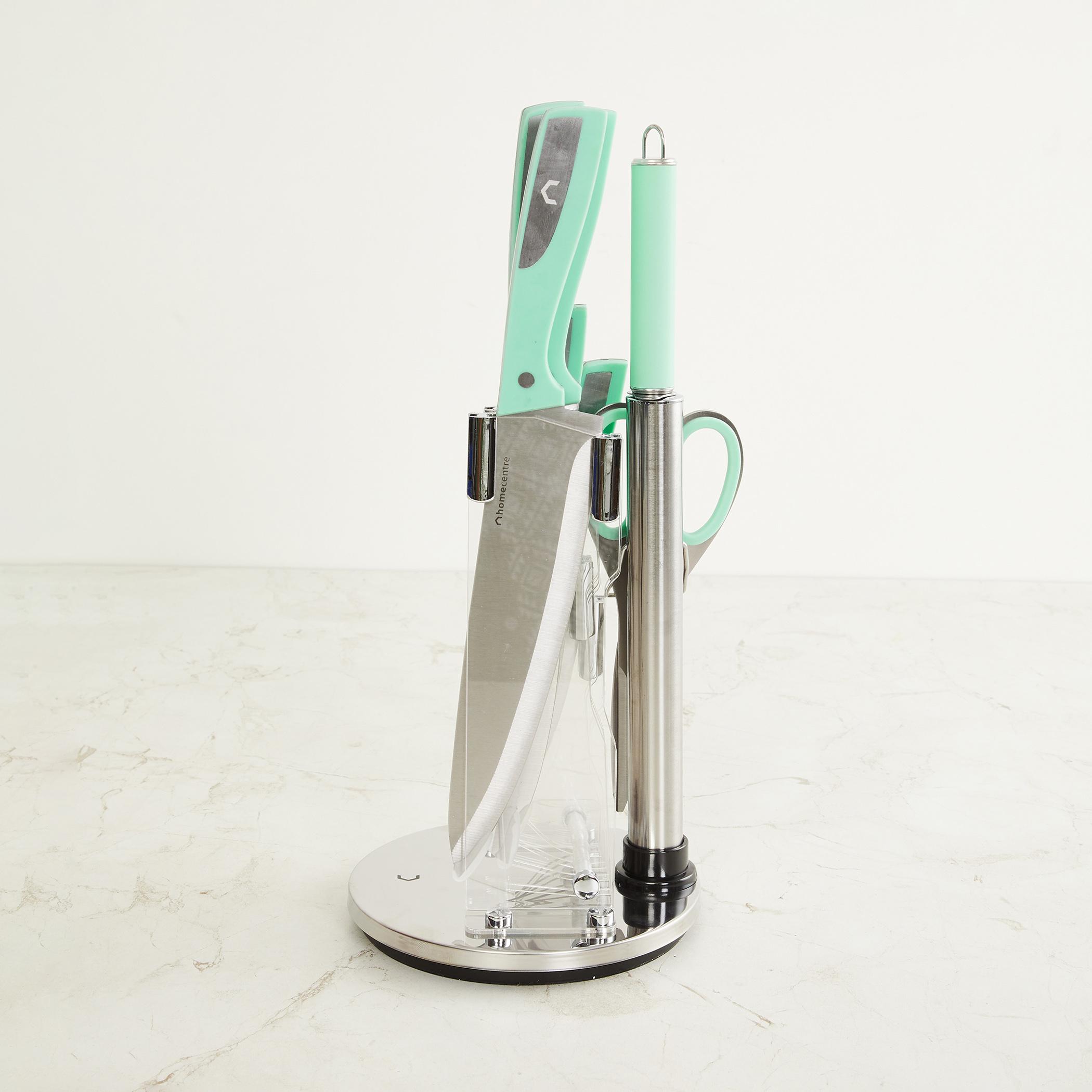Chef Special 8Pcs Stainless Steel Rotating Knives Set in Teal