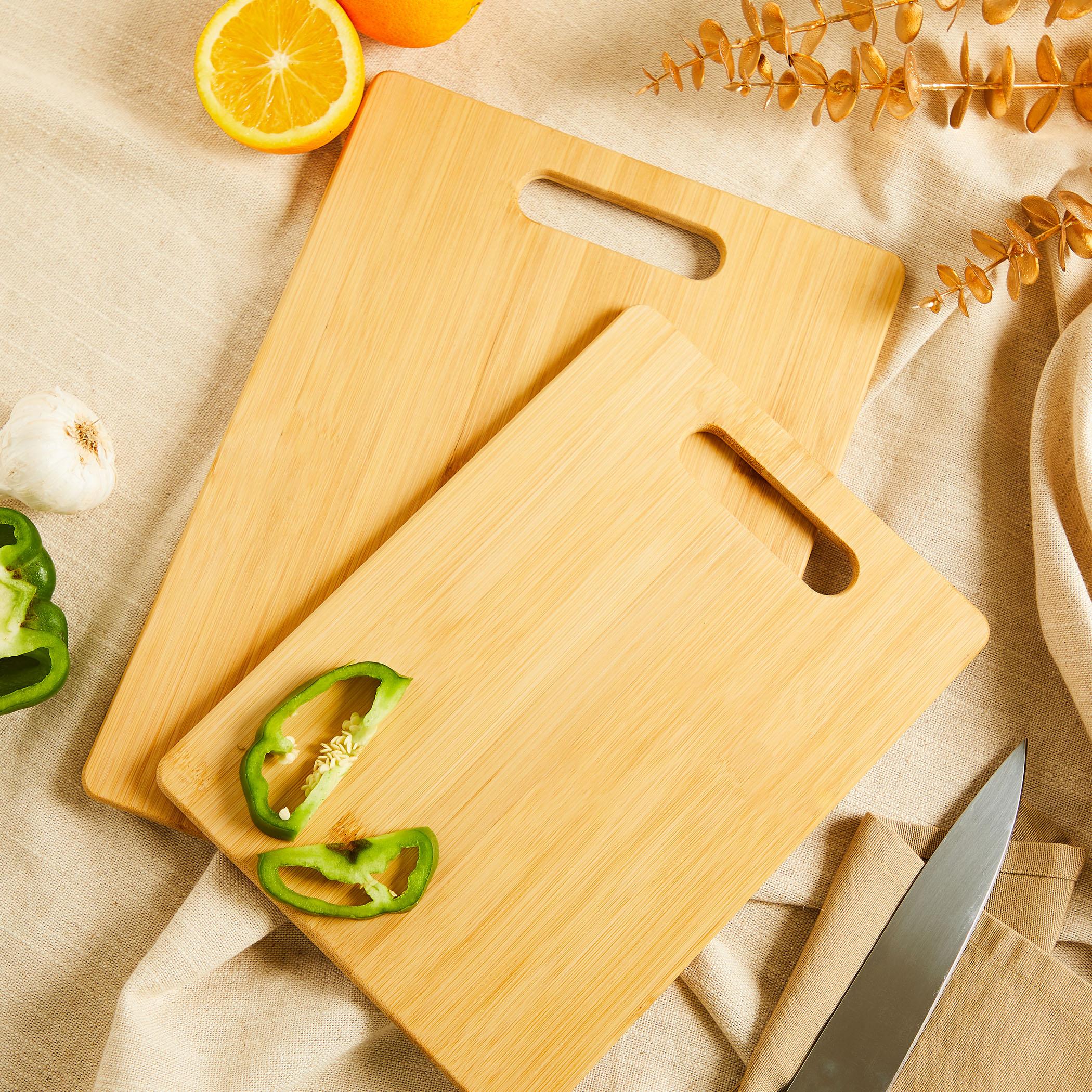 Spinel Set of 2 Bamboo Chopping Boards in Brown