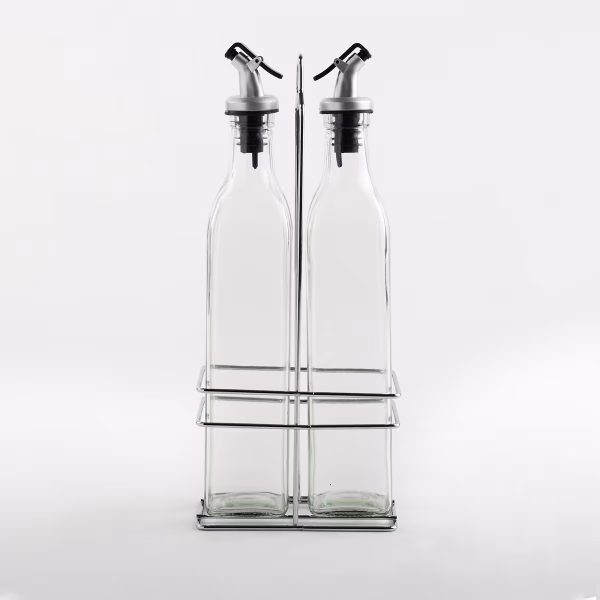 Pacific Blithe Set of 2 Glass Oil Bottles with Stand - 500ml in Transparent