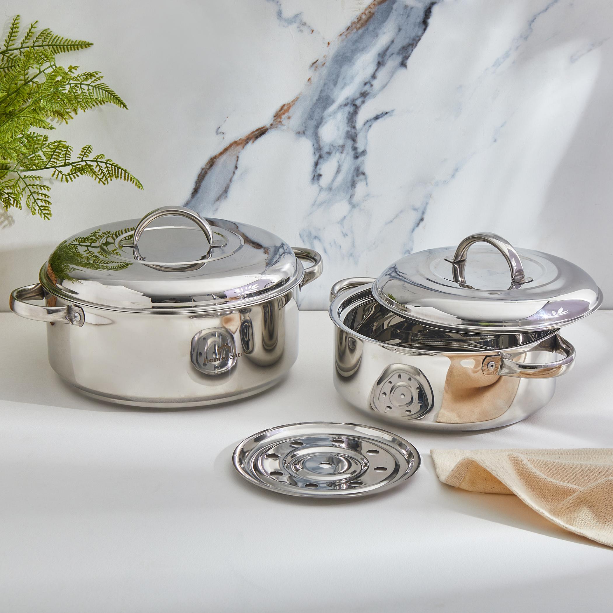Rivago Claw Set of 2 Stainless Steel Insulated Casseroles in Silver