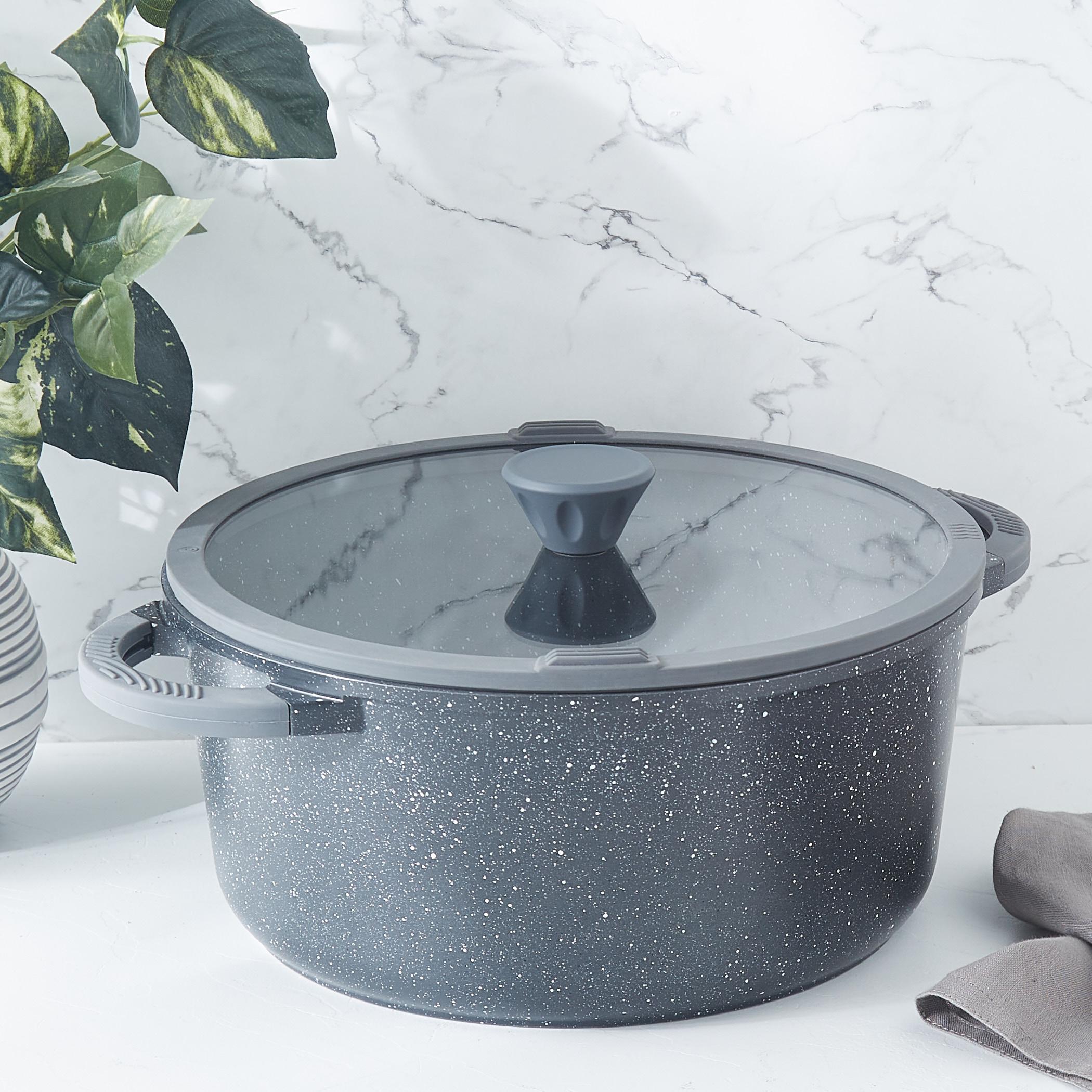 Marshmallow Adele Aluminium Non-Stick Casserole with Lid - 6.8L in Grey