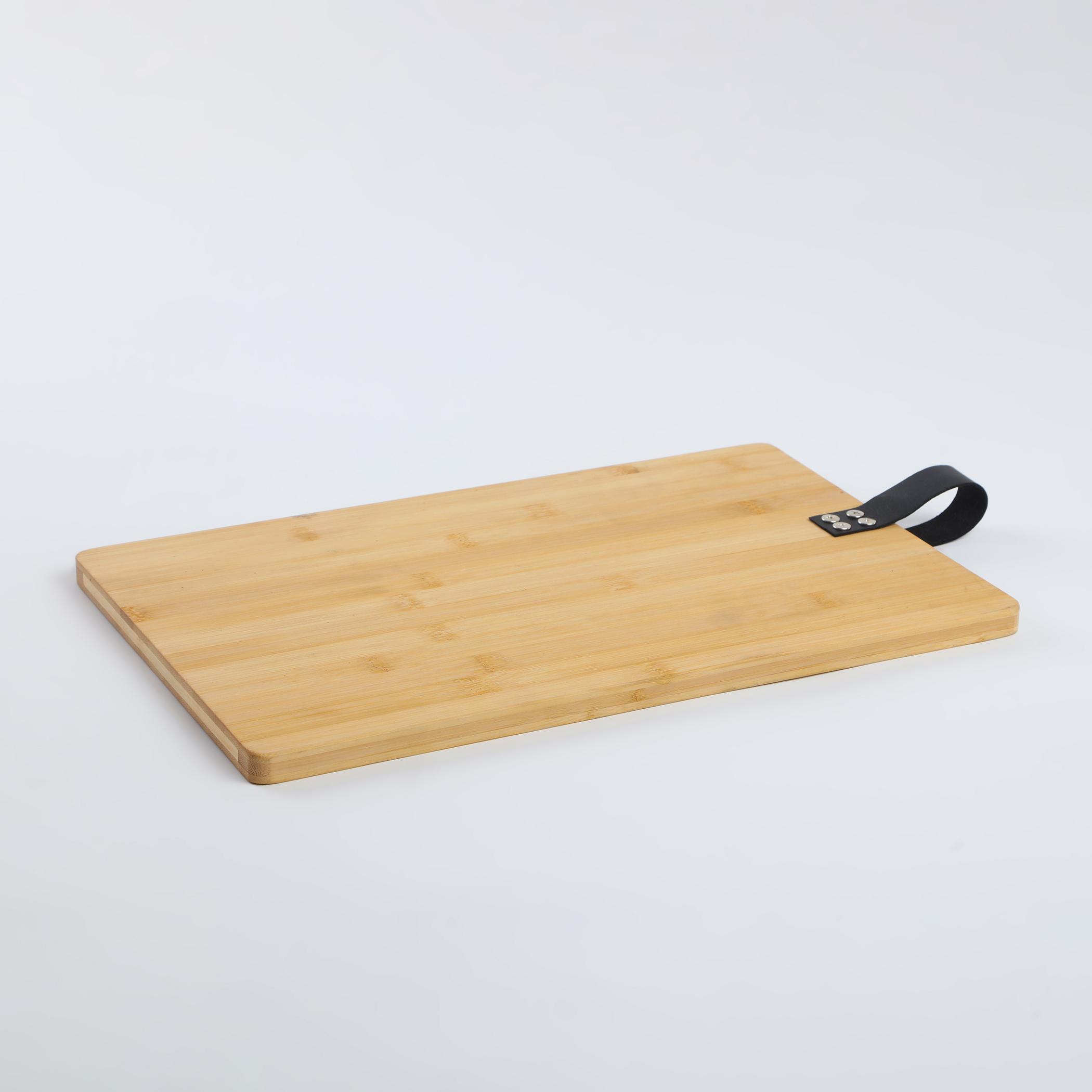 Chef Special Bamboo Chopping Board  with Leather Handle in Brown