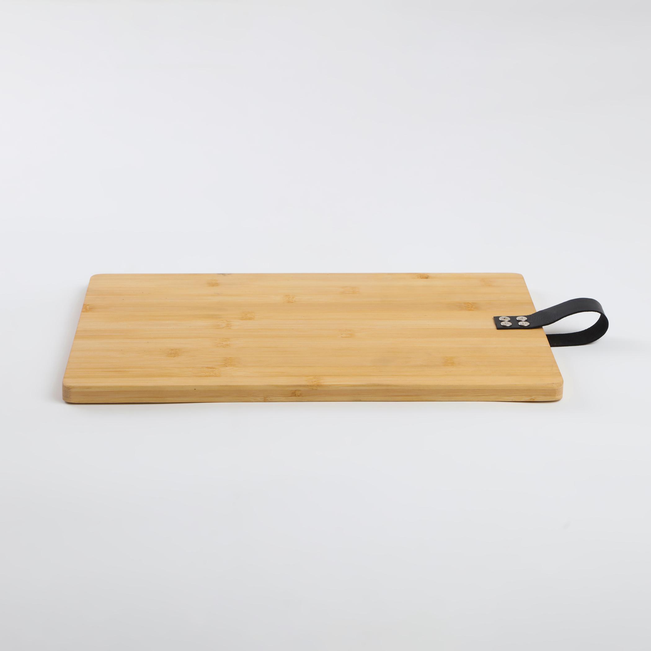 Chef Special Bamboo Chopping Board  with Leather Handle in Brown