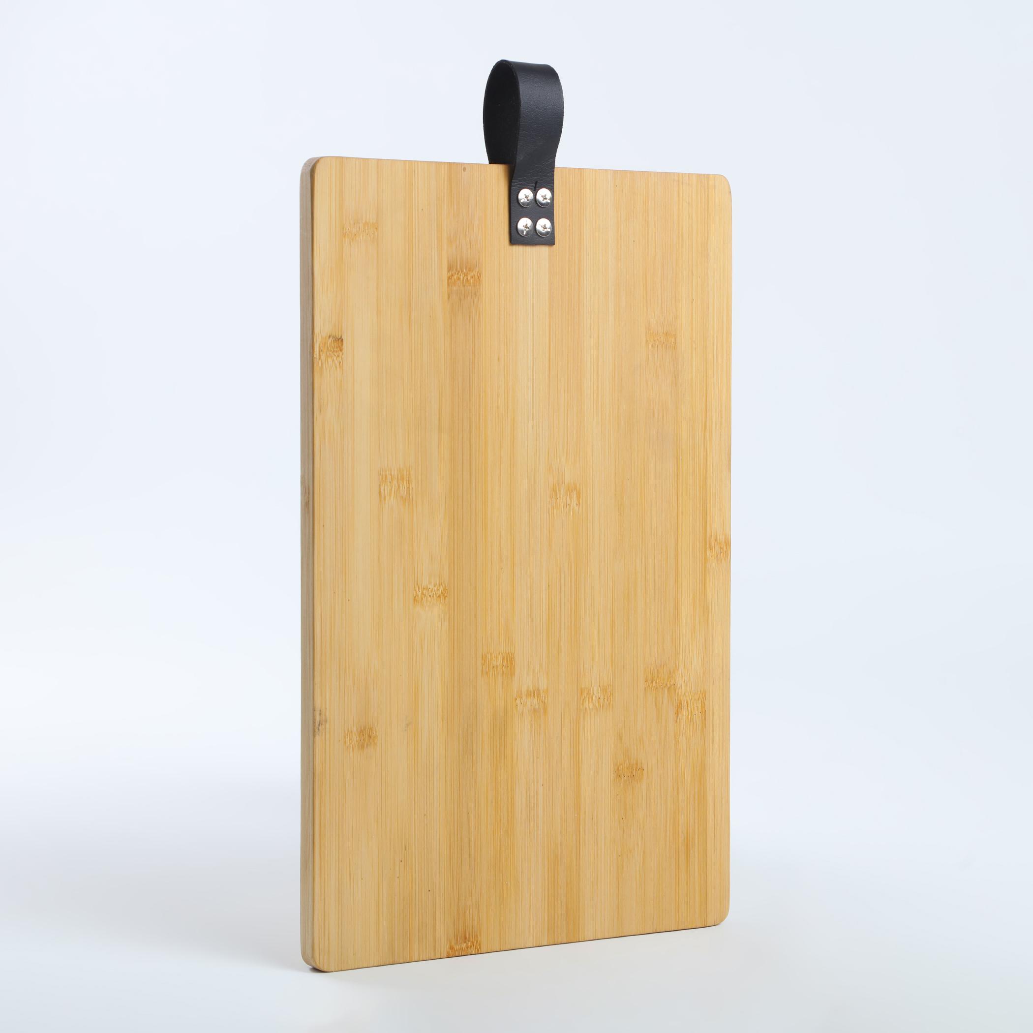 Chef Special Bamboo Chopping Board  with Leather Handle in Brown