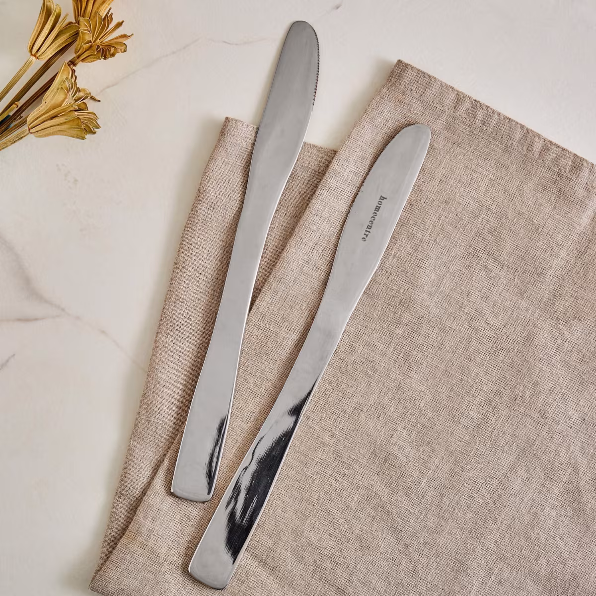 Glister Dune Set of 2 Stainless Steel Dessert Knife in Silver