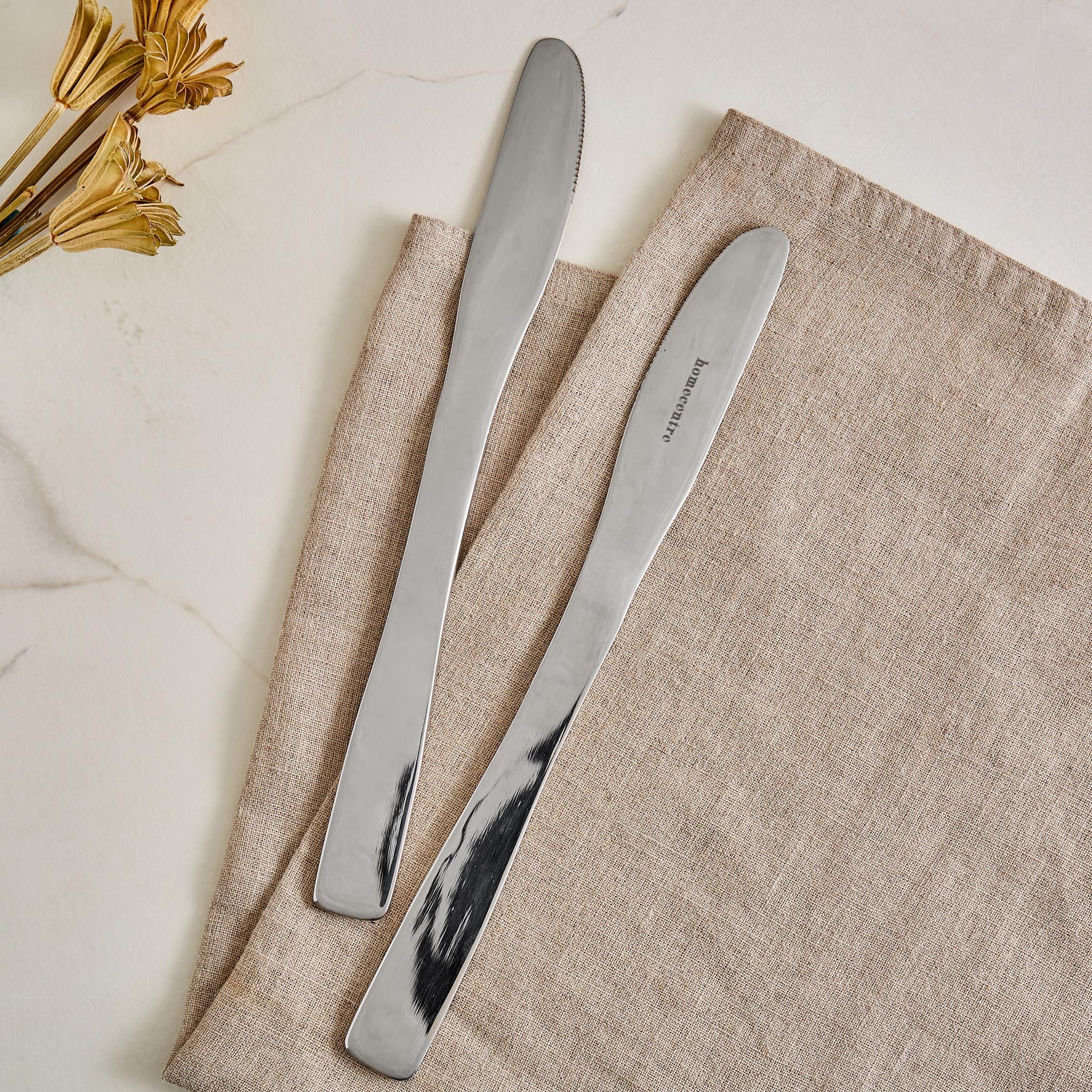 Glister Dune Set of 2 Stainless Steel Dessert Knife in Silver