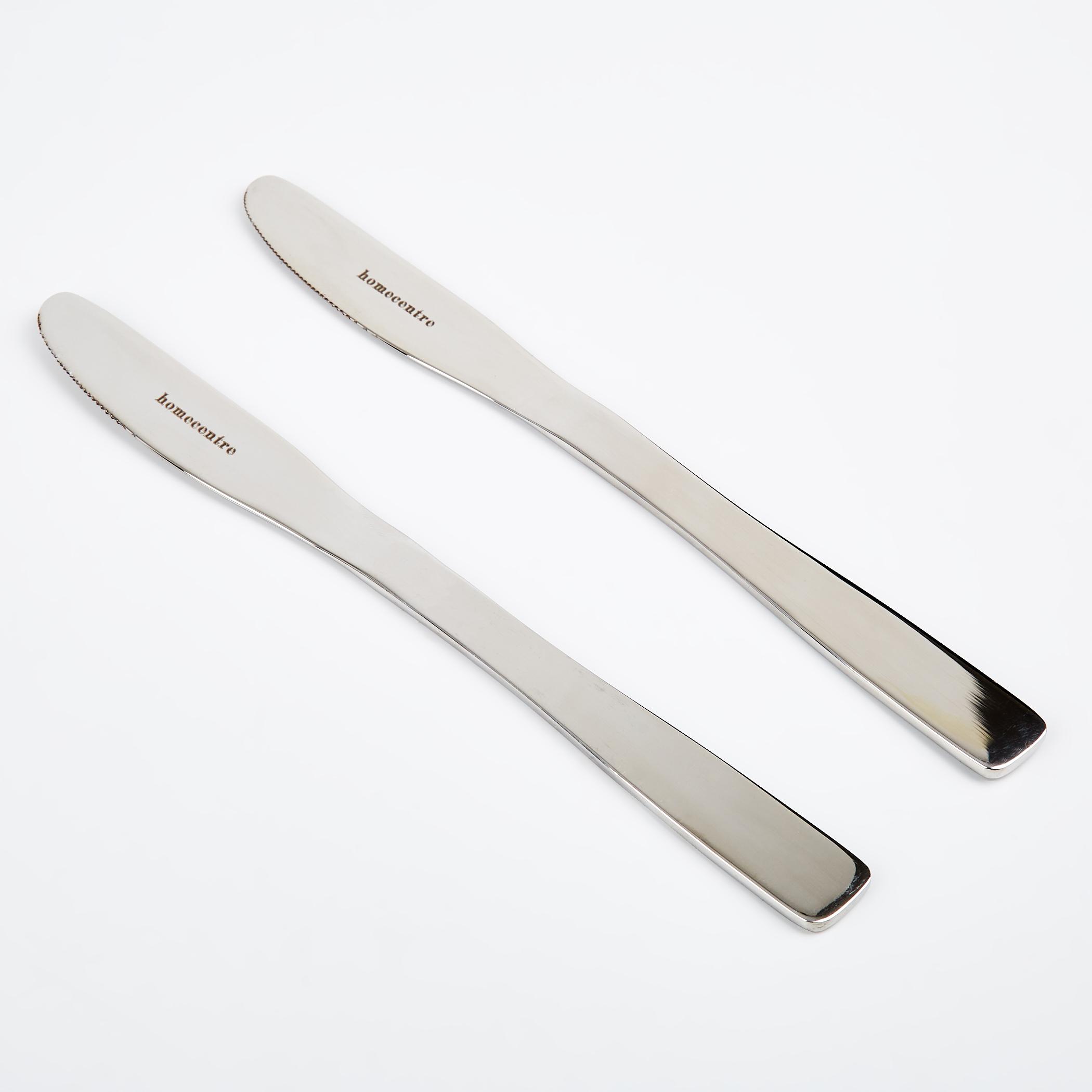 Glister Dune Set of 2 Stainless Steel Dessert Knife in Silver