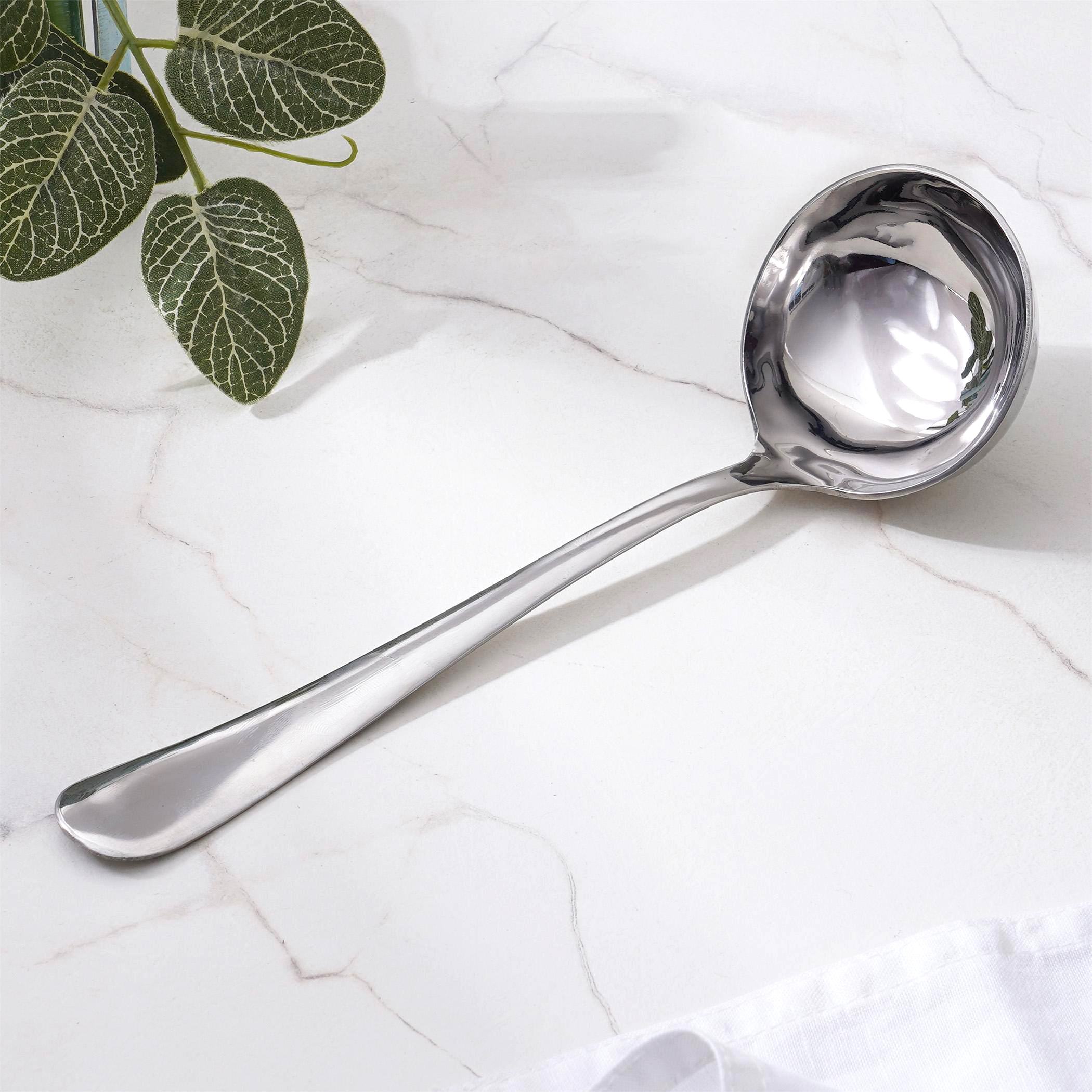 Glister Rosemary Stainless Steel Gravy Ladle in Silver