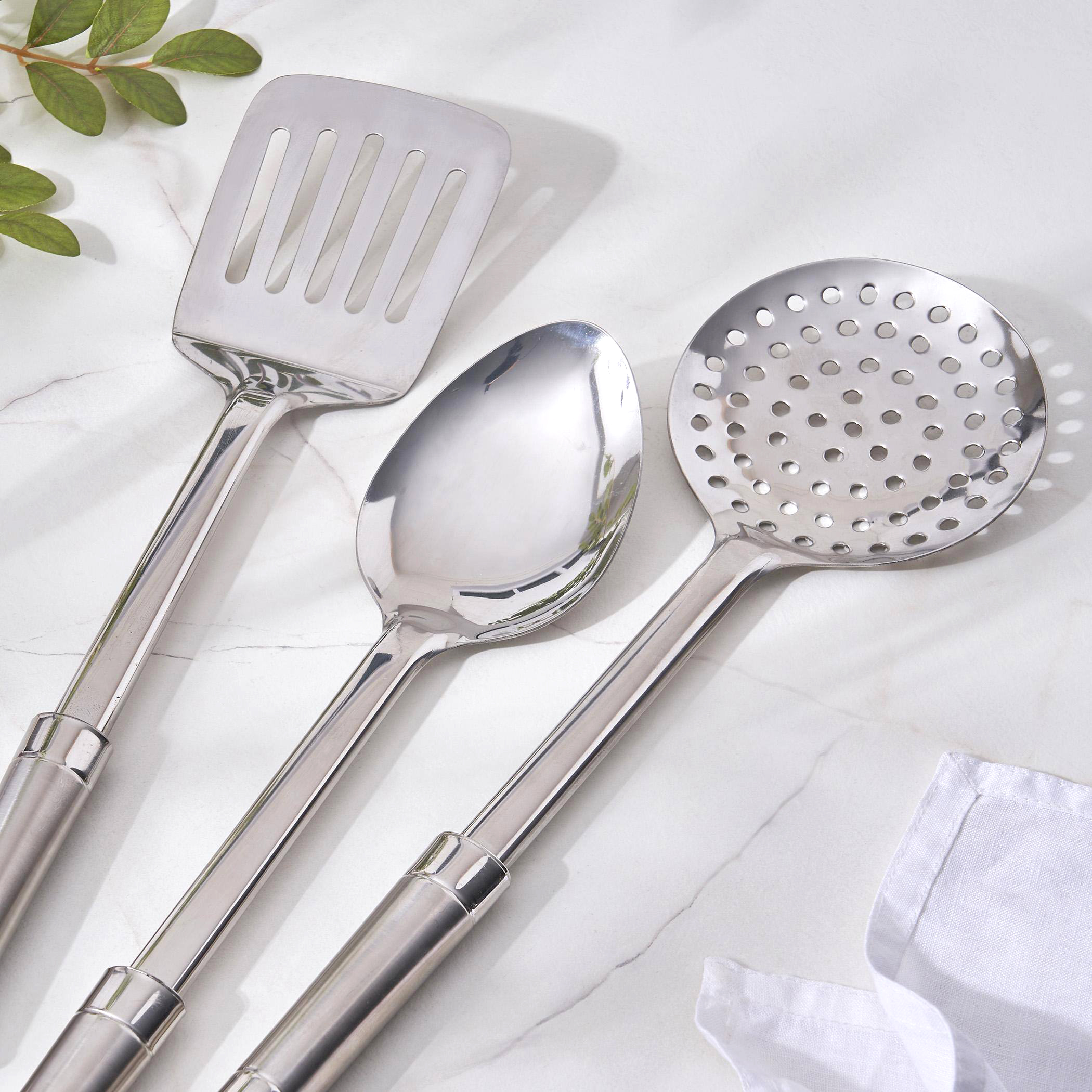 Ferrit Celik Stainless Steel Slotted Turner in Silver
