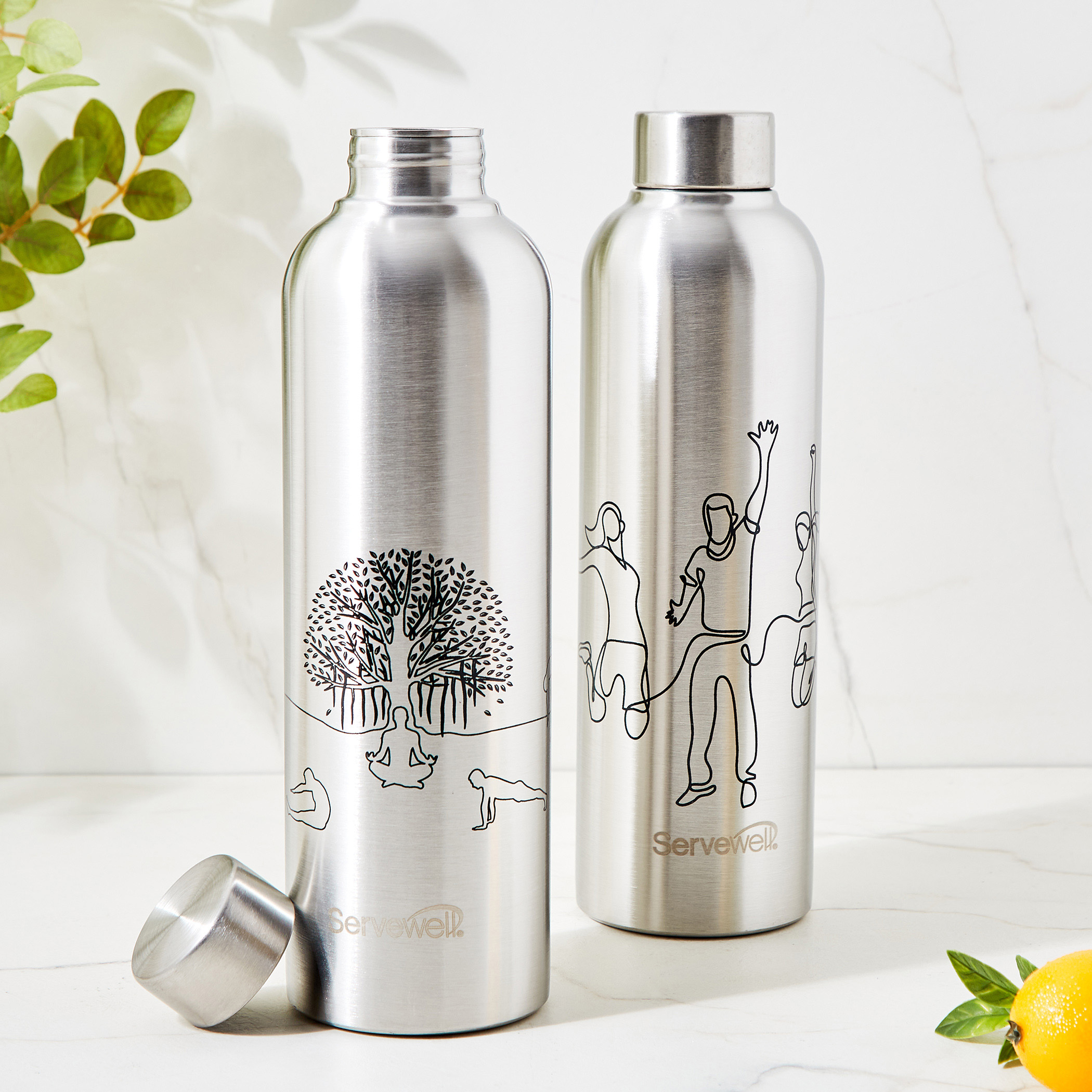 Infinity Osaka Set of 2 Stainless Steel Water Bottles - 900ml in Silver