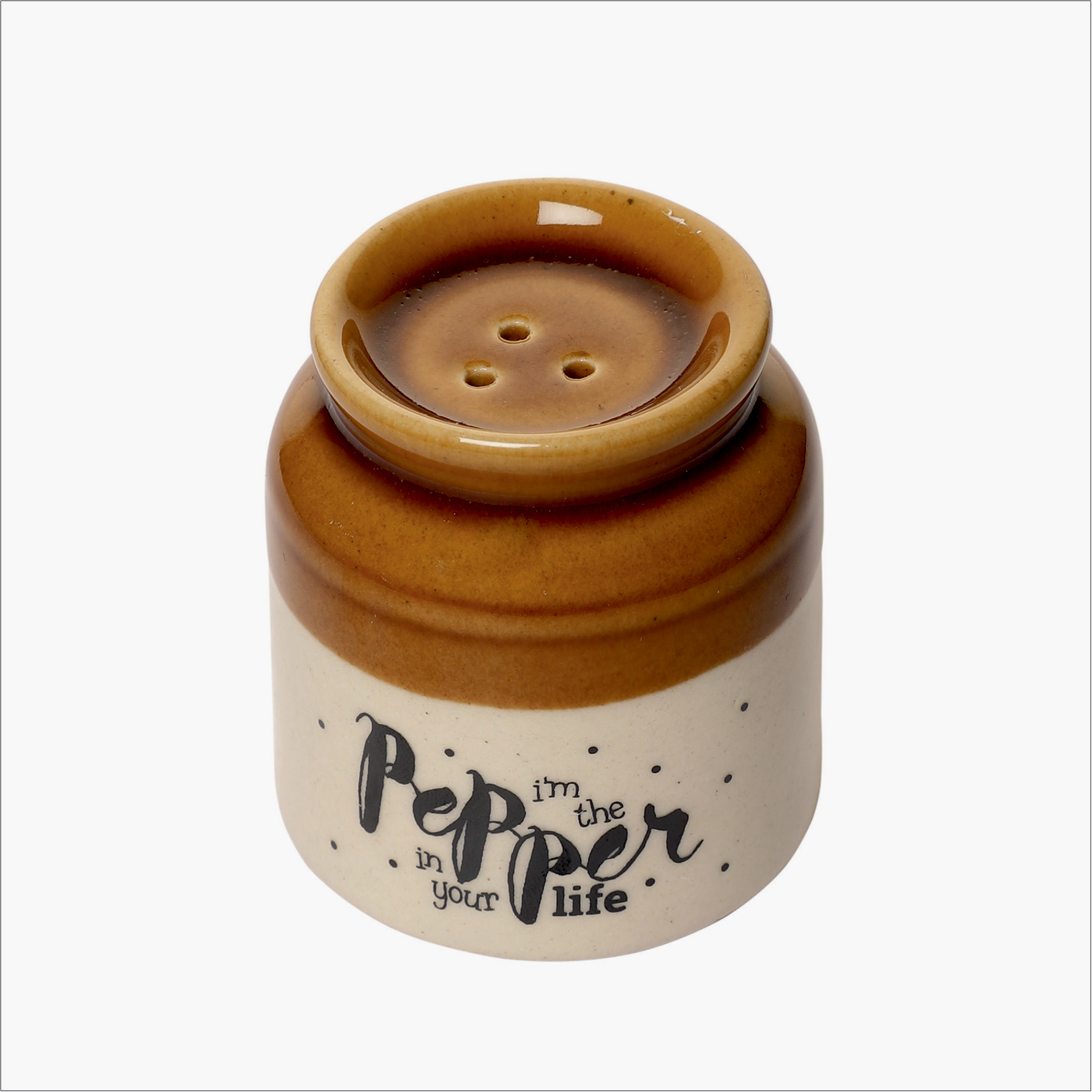EK DO DHAI Set of 2 Ceramic Salt & Pepper Shakers - 50g in Beige