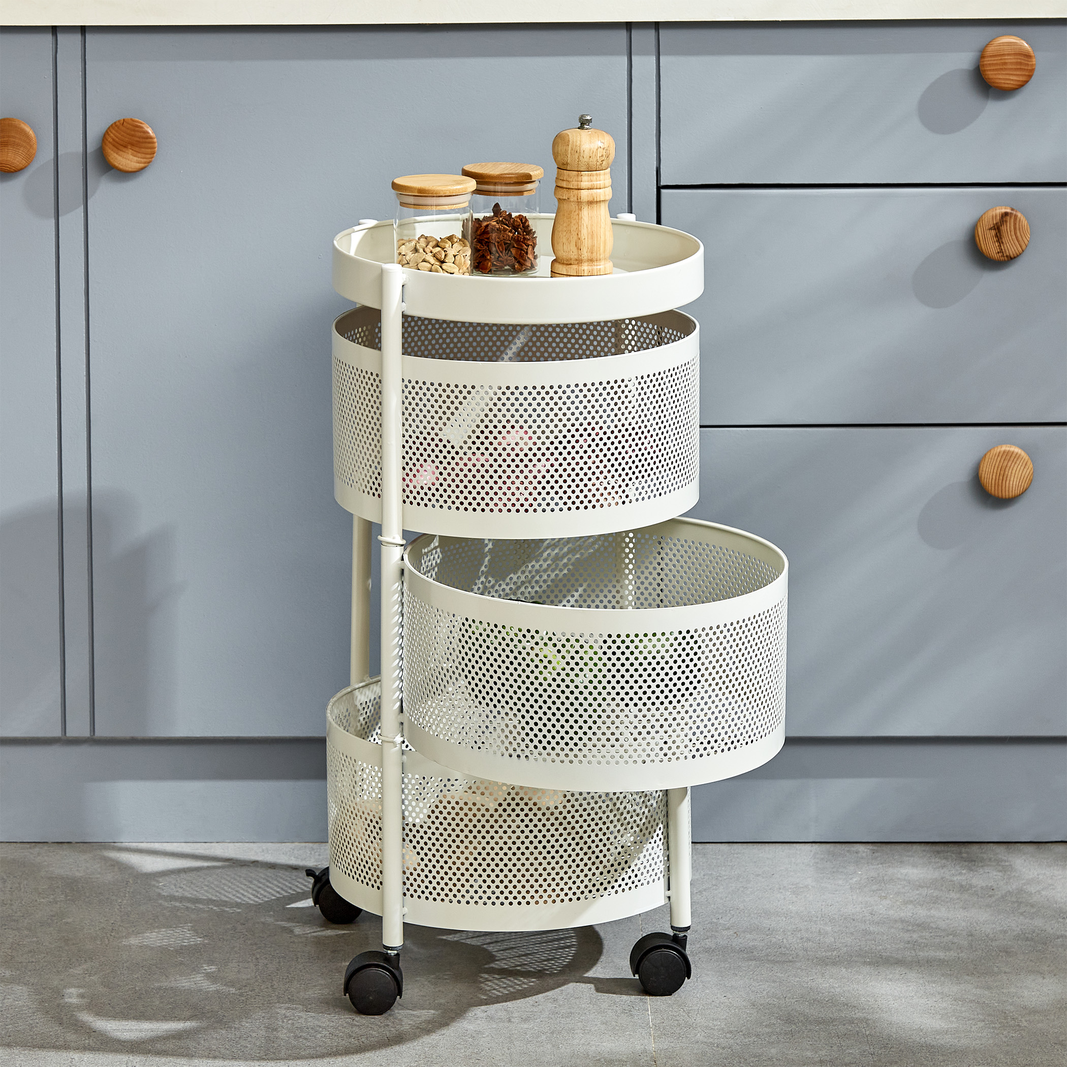 Corsica Tranzit 3-Tier Trolley - White in Offwhite