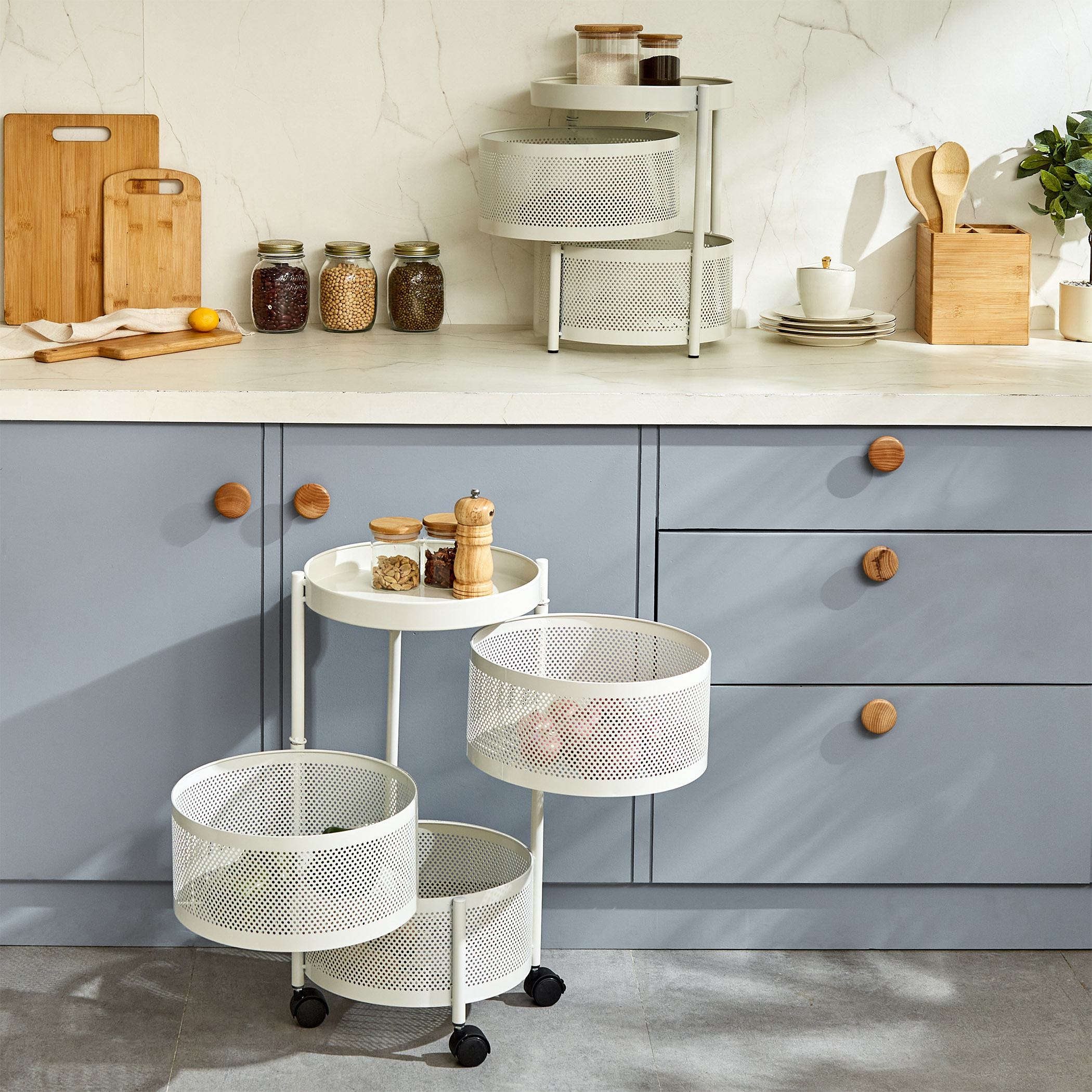 Corsica Tranzit 3-Tier Trolley - White in Offwhite