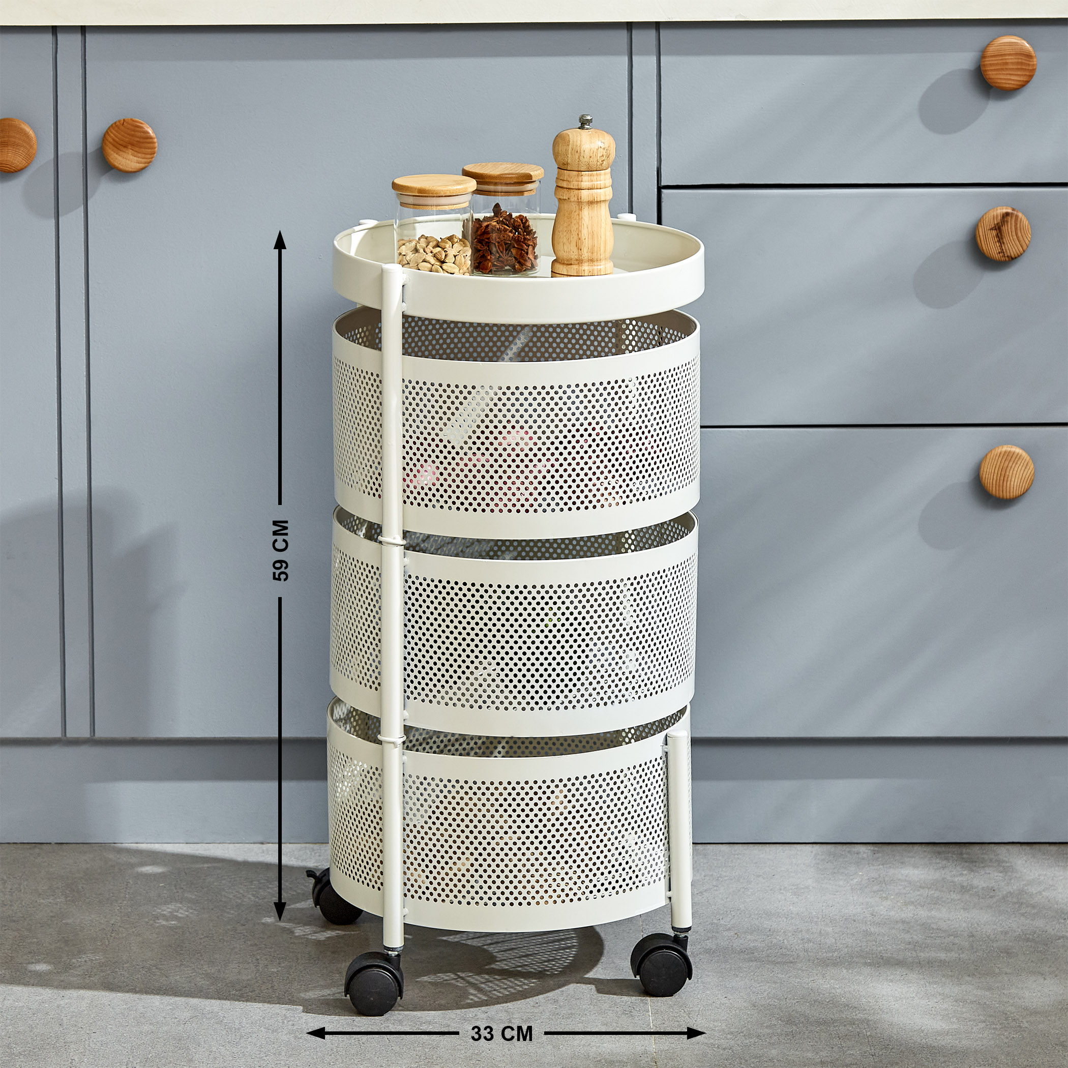 Corsica Tranzit 3-Tier Trolley - White in Offwhite