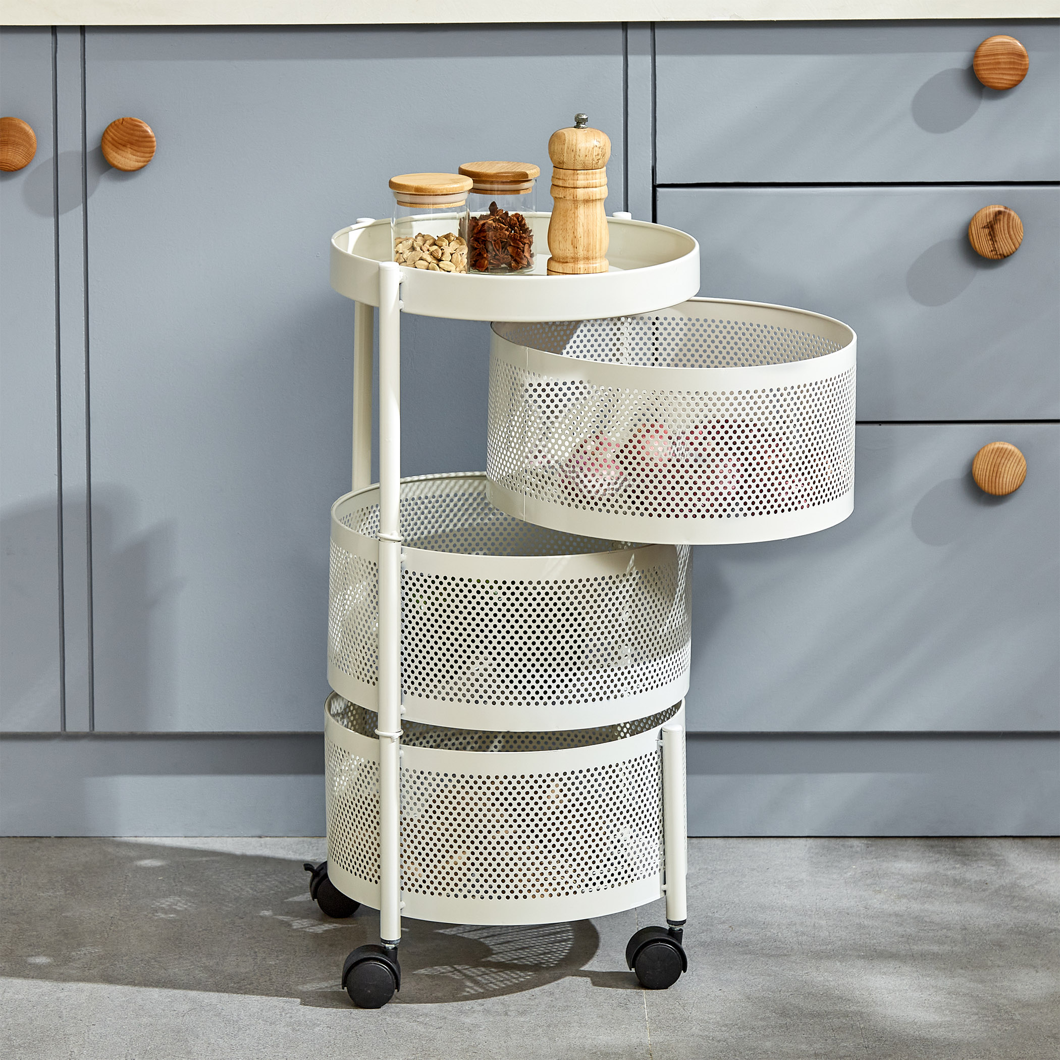 Corsica Tranzit 3-Tier Trolley - White in Offwhite