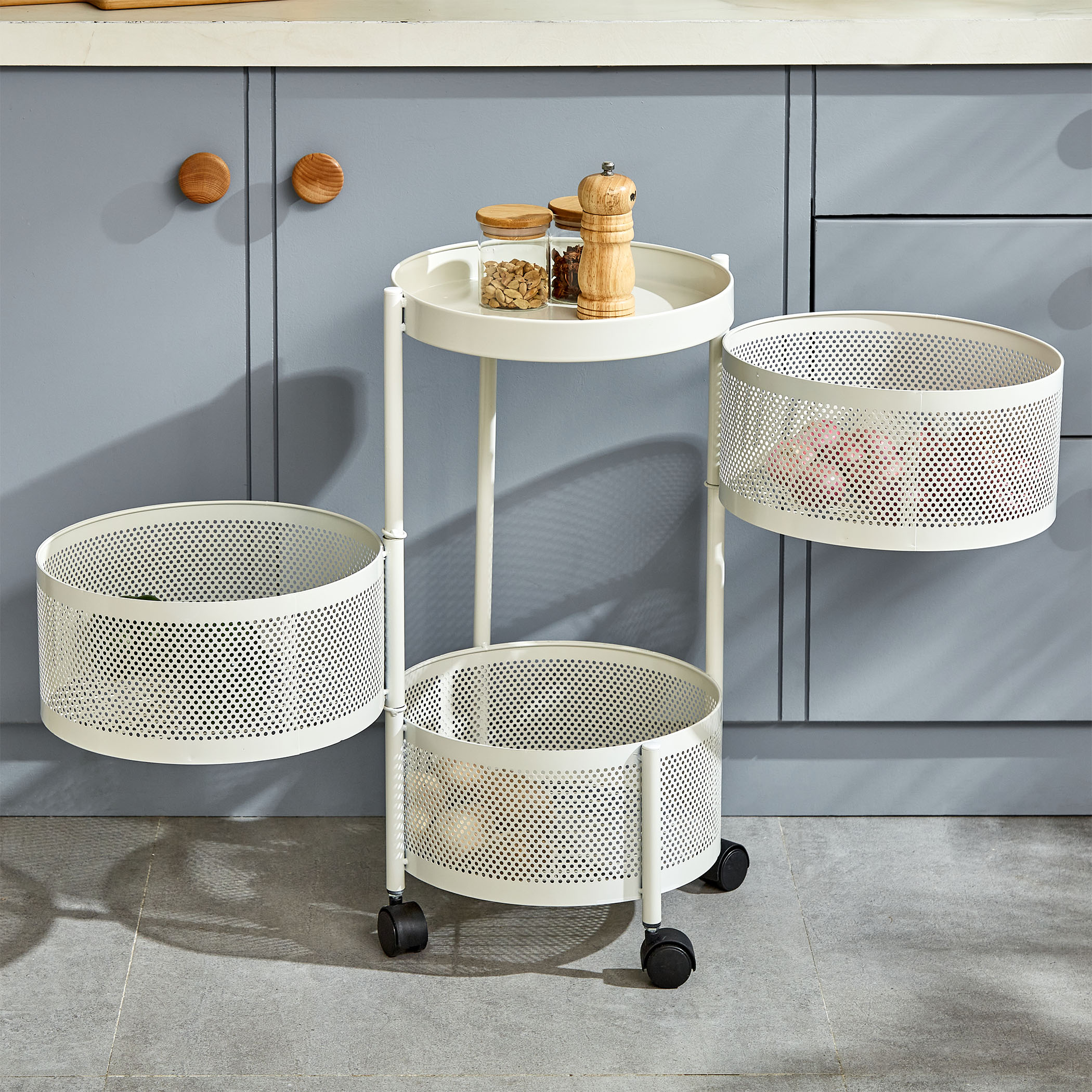 Corsica Tranzit 3-Tier Trolley - White in Offwhite