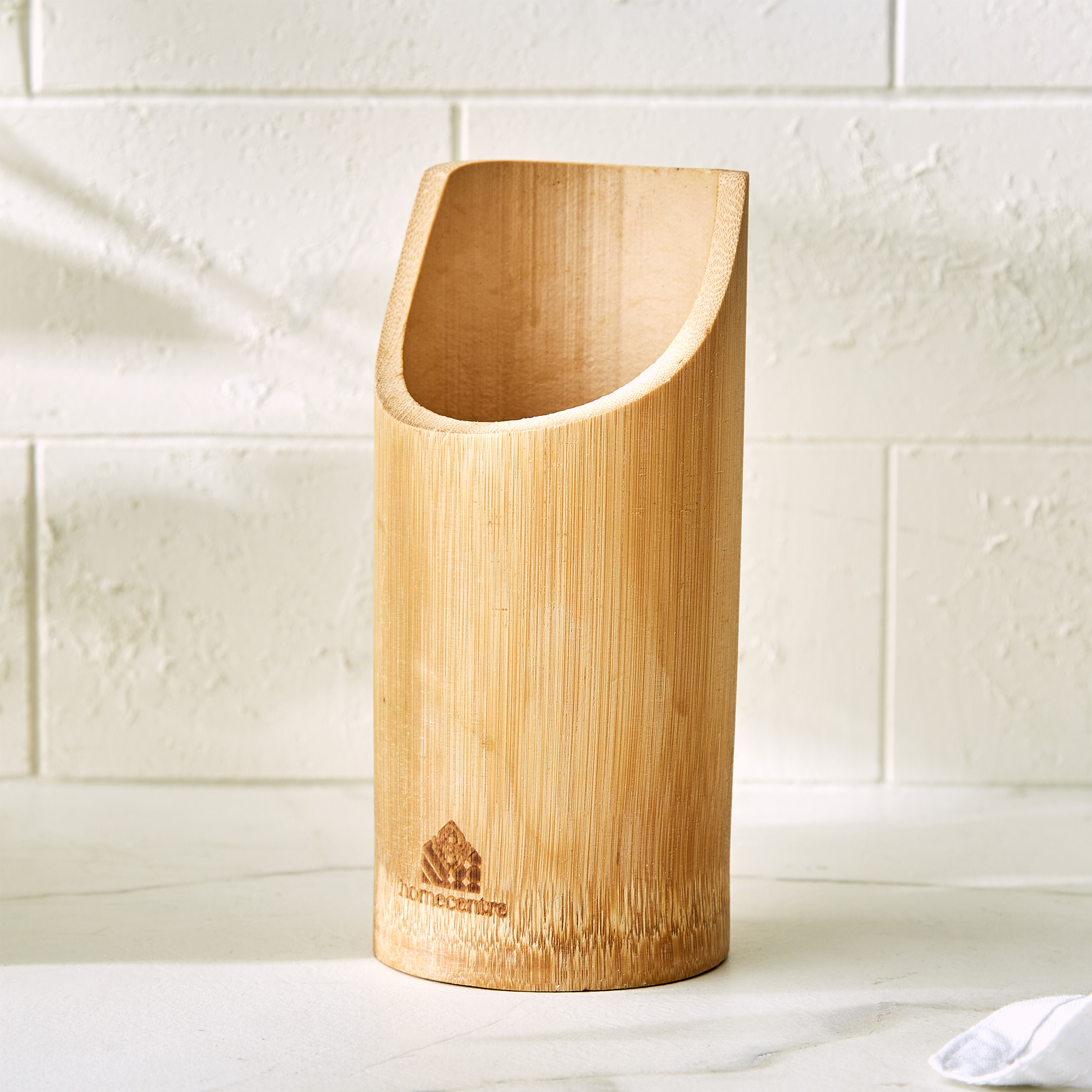Chef Cubis Edulis 5Pc Bamboo Cutlery Set with Holder in Brown