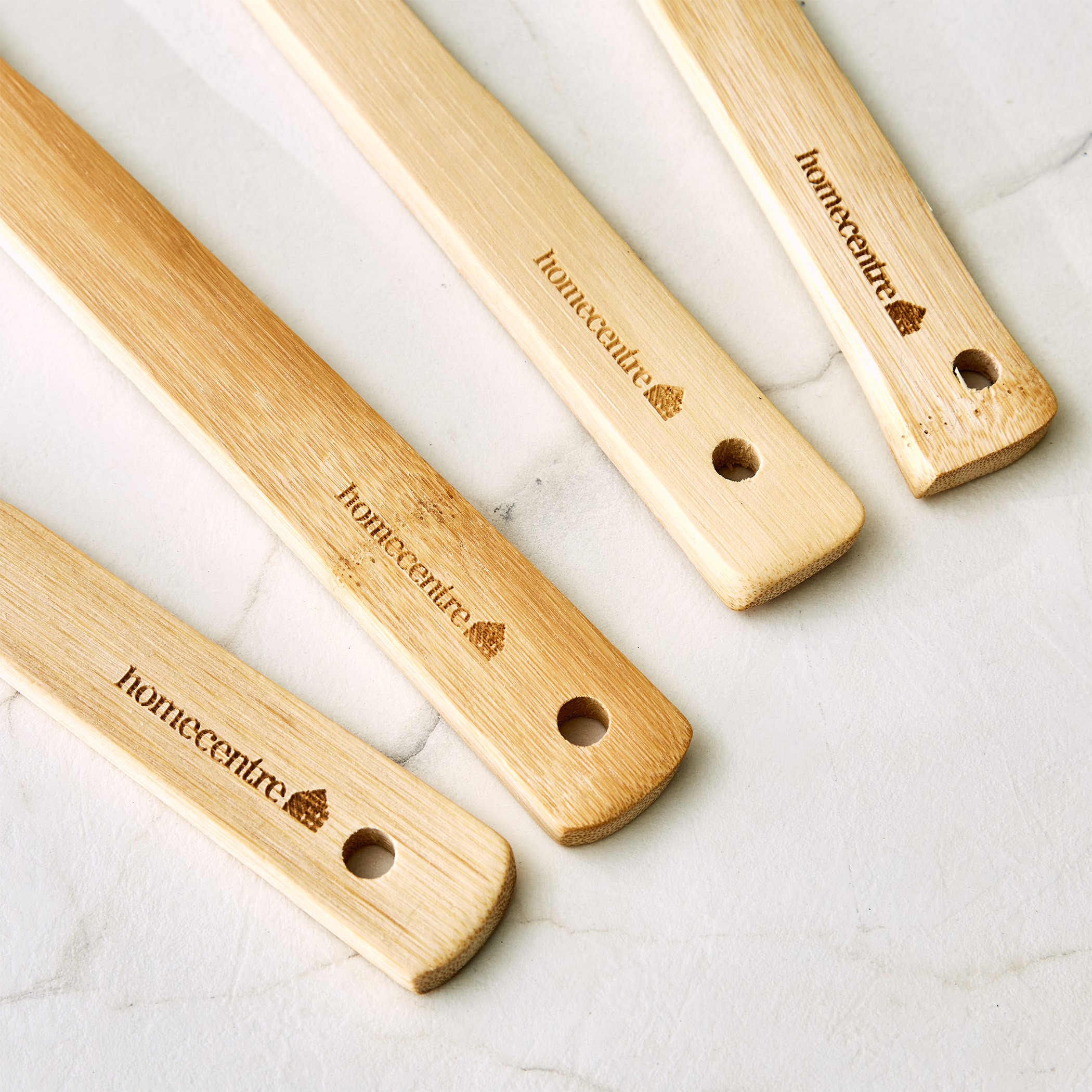 Chef Cubis Edulis 5Pc Bamboo Cutlery Set with Holder in Brown