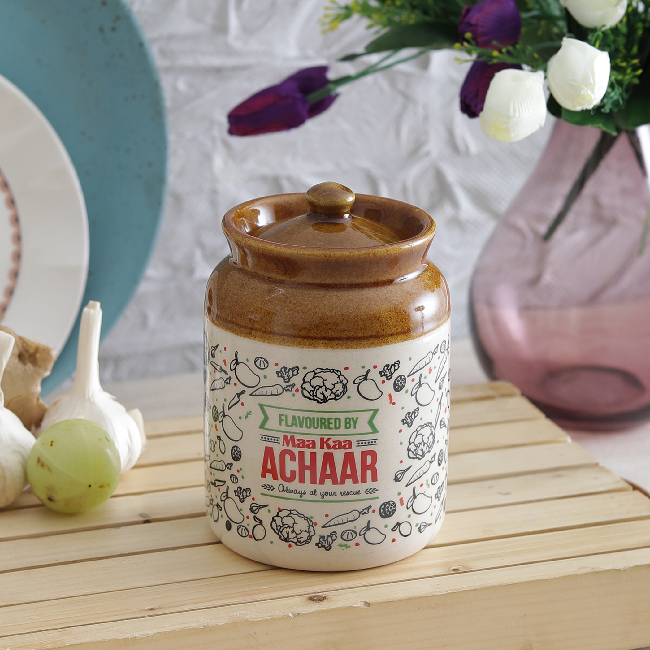 EK DO DHAI 4Pcs Ceramic Barni Jars in Beige