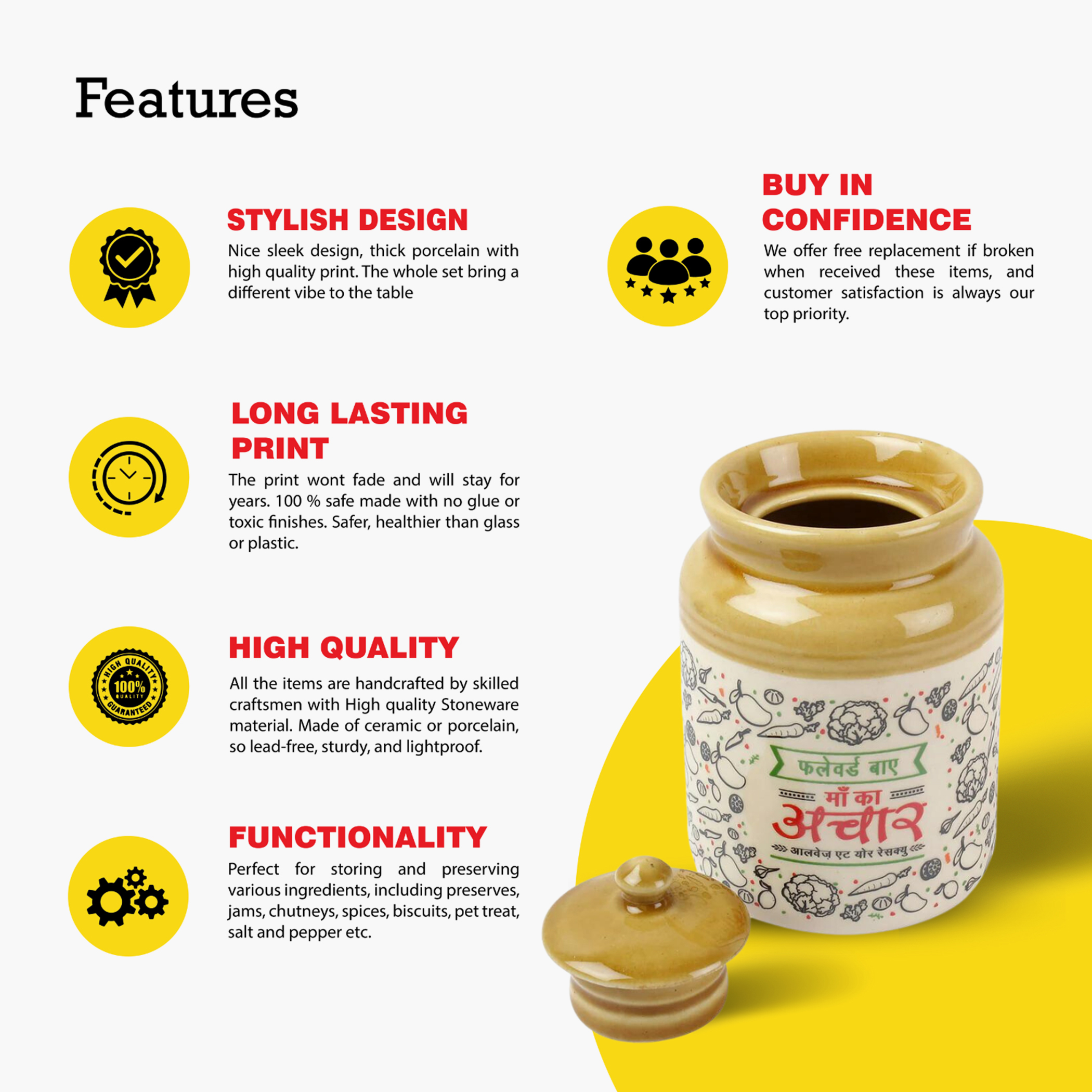 EK DO DHAI 4Pcs Ceramic Barni Jars in Beige