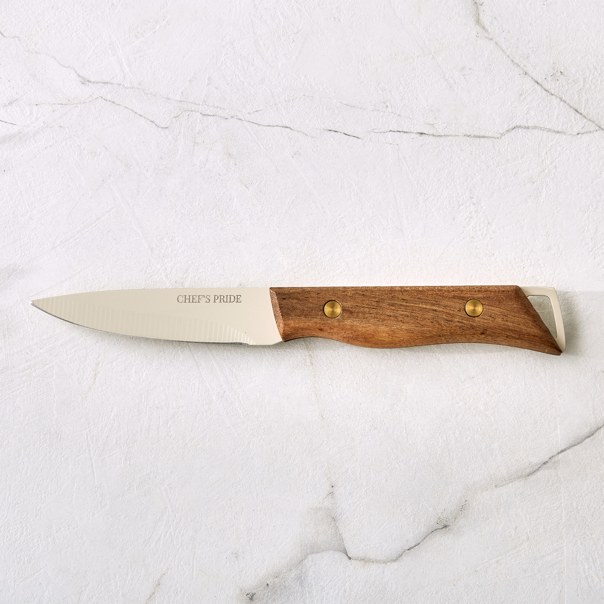 Chefs Pride Hampton Stainless Steel Paring Knife with Acacia Wood Handle in Brown