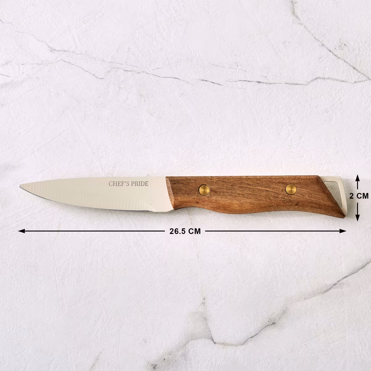 Chefs Pride Hampton Stainless Steel Paring Knife with Acacia Wood Handle in Brown