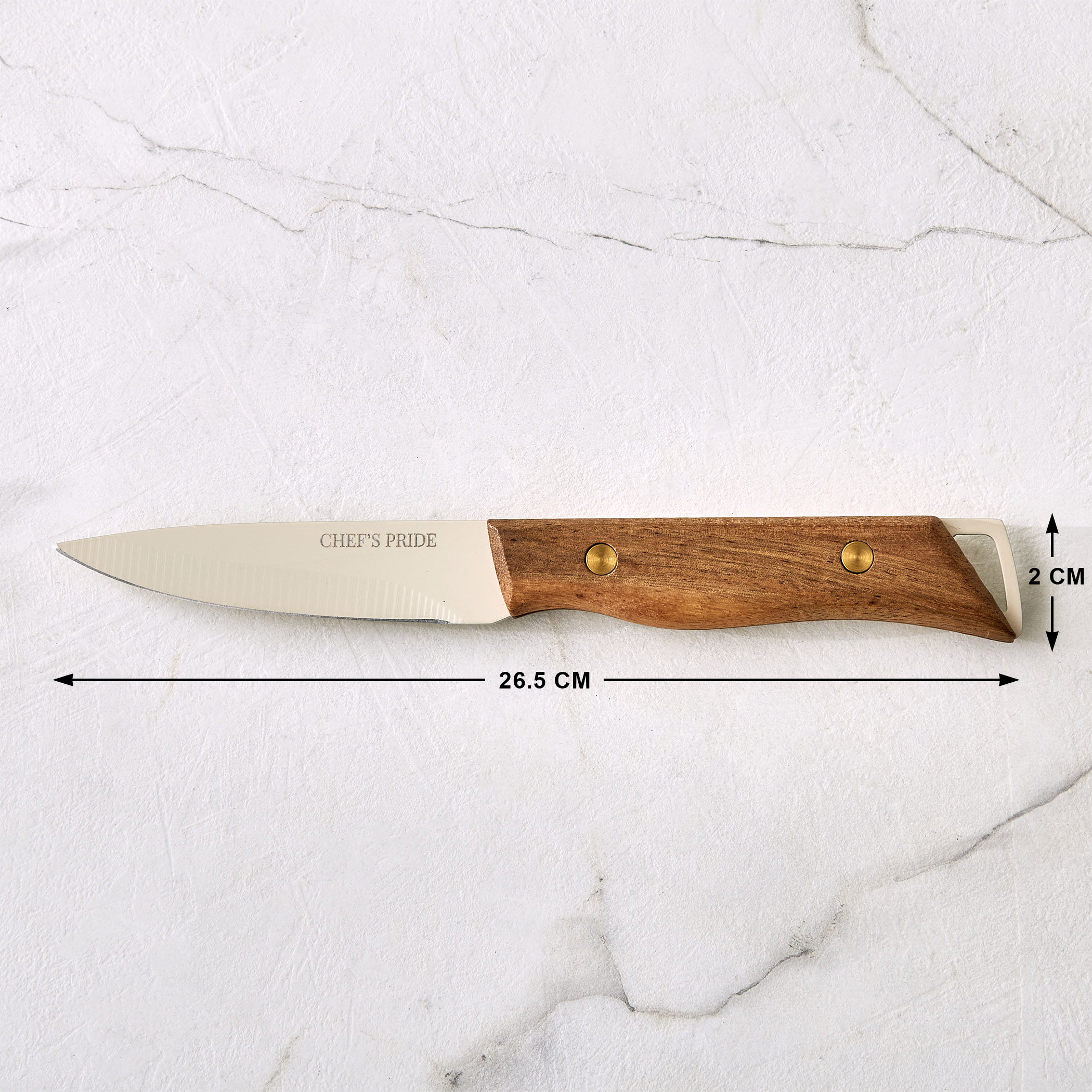 Chefs Pride Hampton Stainless Steel Paring Knife with Acacia Wood Handle in Brown