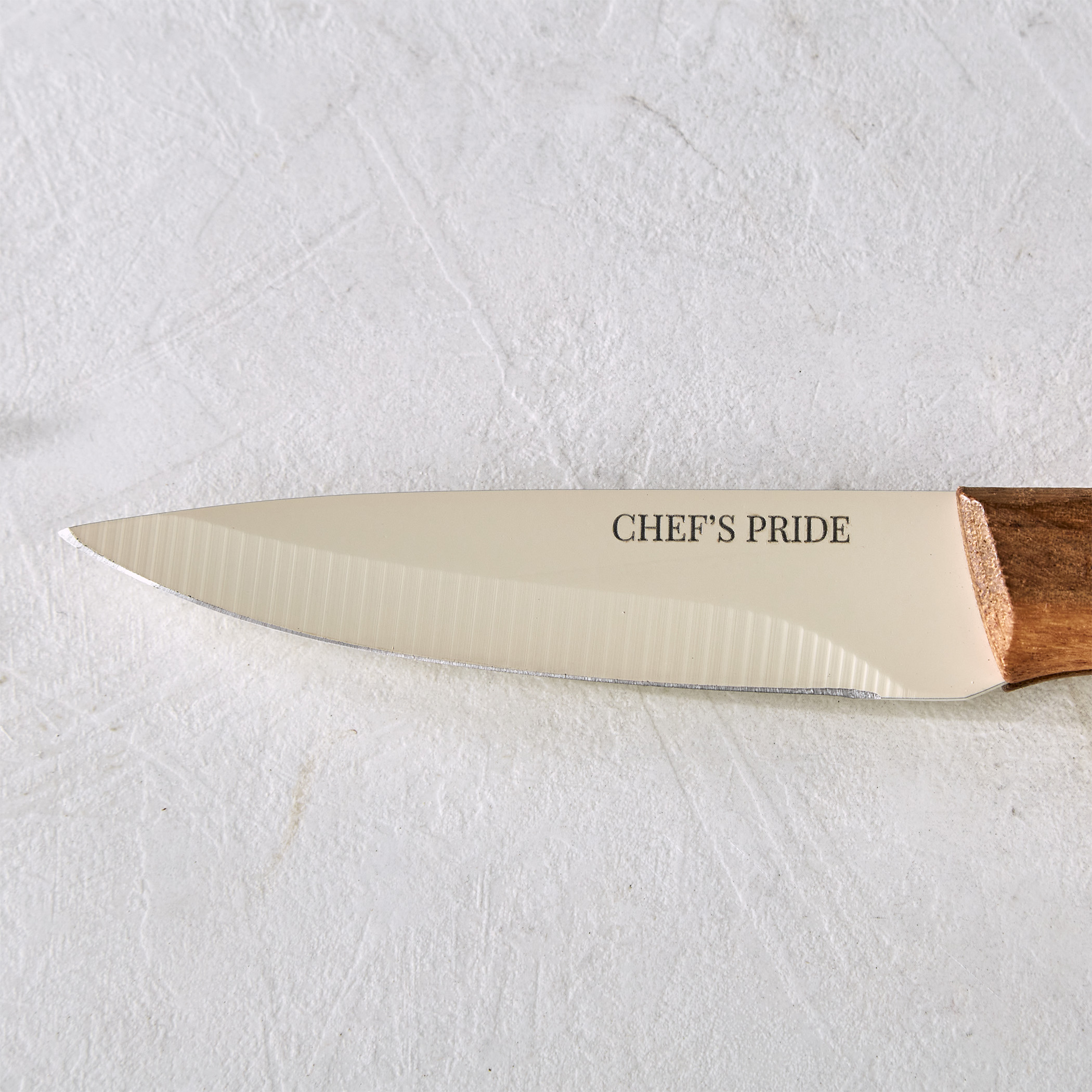 Chefs Pride Hampton Stainless Steel Paring Knife with Acacia Wood Handle in Brown