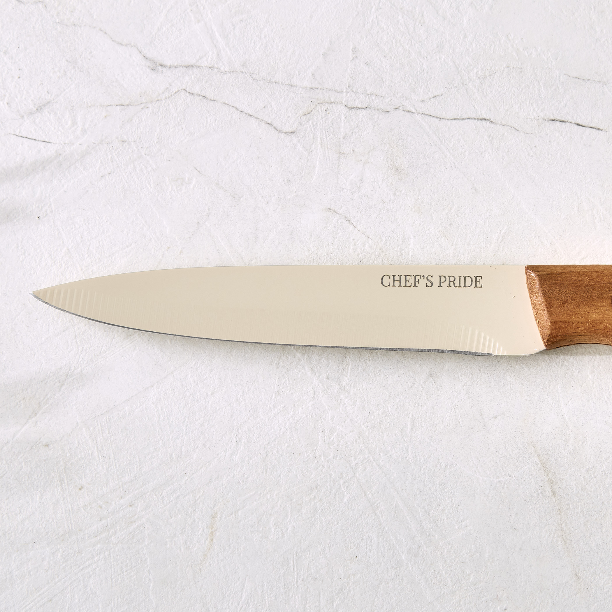Chefs Pride Hampton Stainless Steel Utility Knife with Acacia Wood Handle in Brown