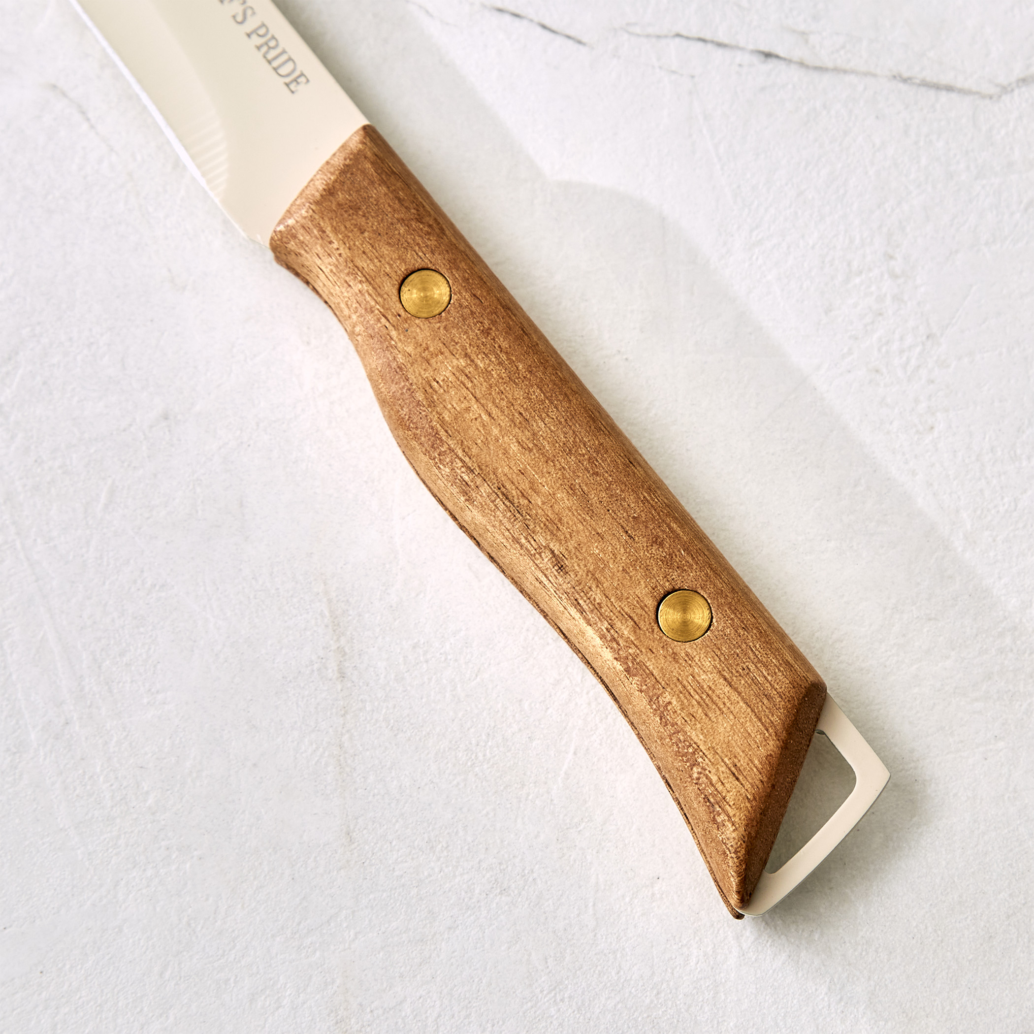 Chefs Pride Hampton Stainless Steel Utility Knife with Acacia Wood Handle in Brown