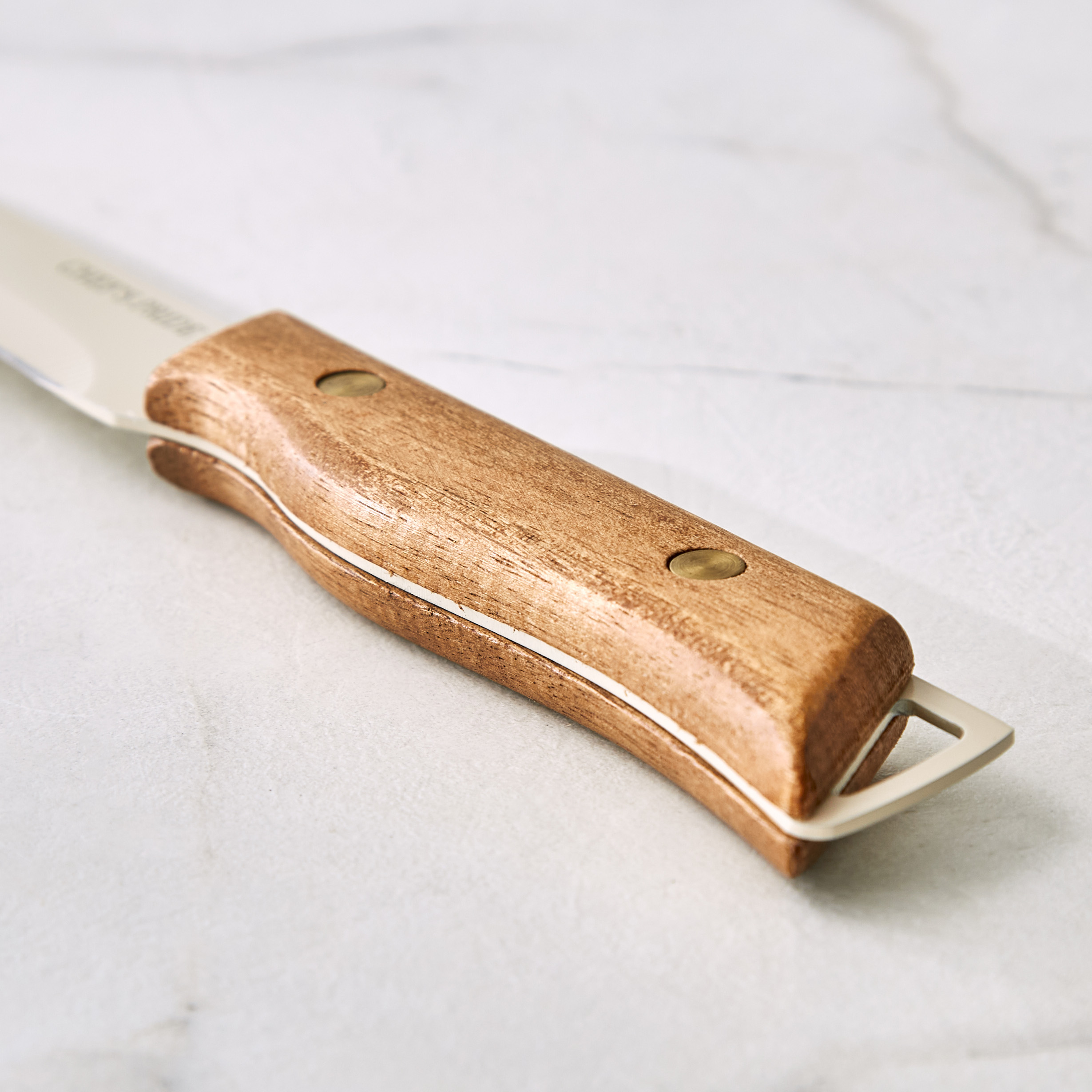 Chefs Pride Hampton Stainless Steel Utility Knife with Acacia Wood Handle in Brown
