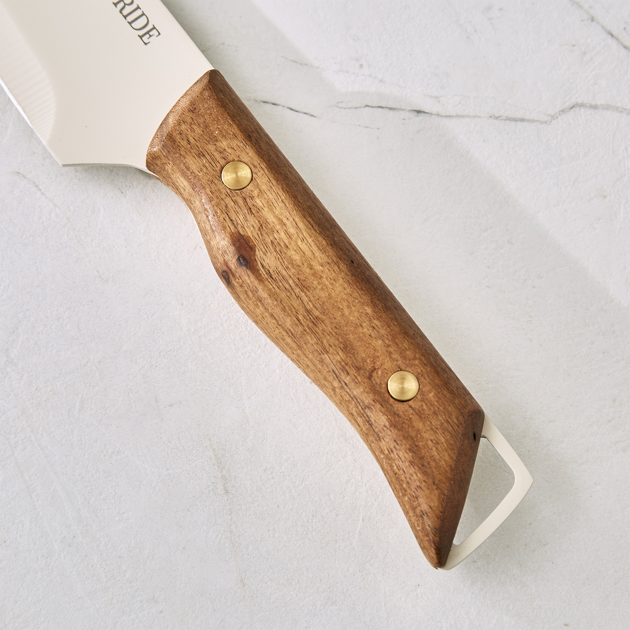 Chefs Pride Hampton Stainless Steel Chef Knife with Acacia Wood Handle in Brown